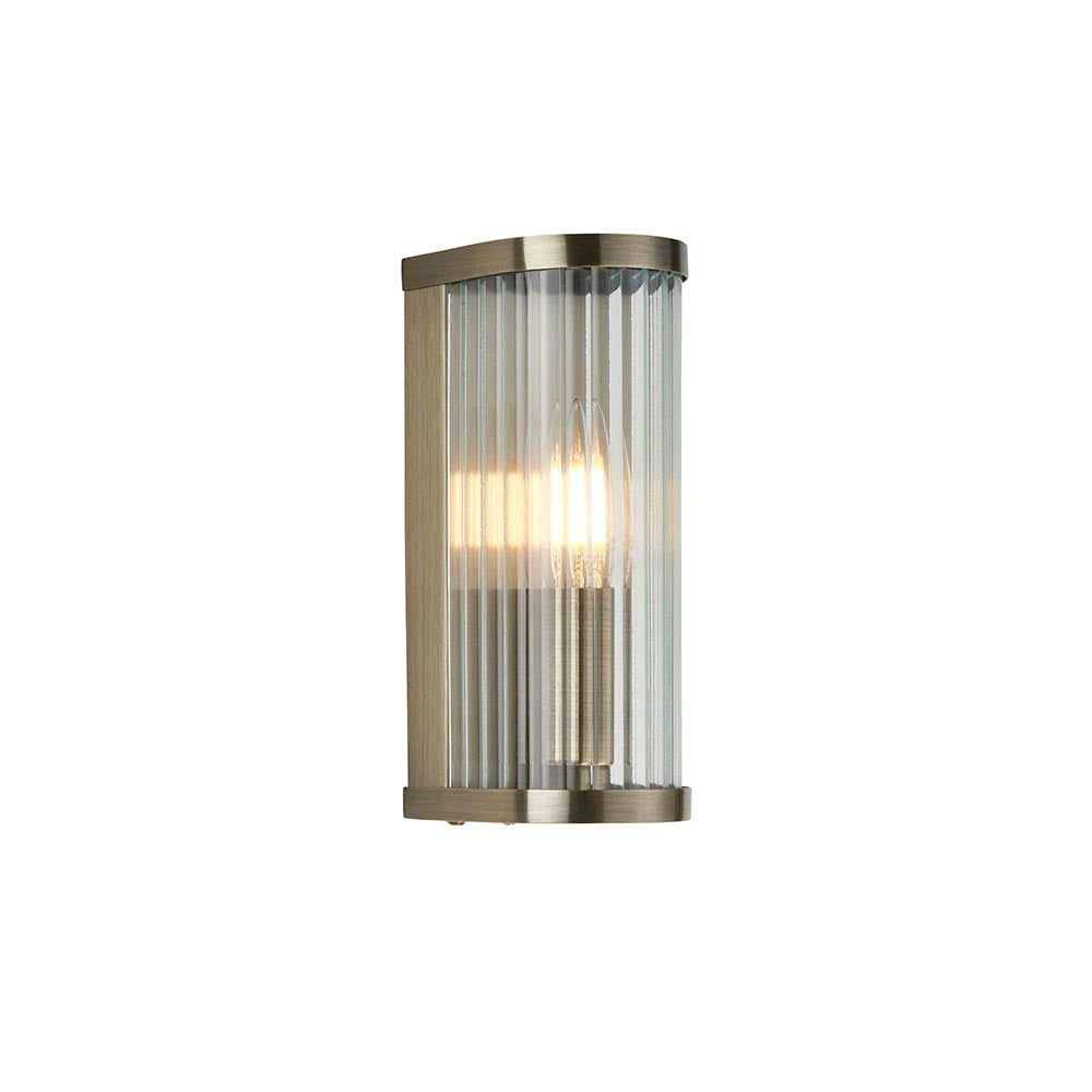 Ridgeton Antique Brass & Ribbed Shade Glass Wall Light-OPEN-BOX-BSL-270826