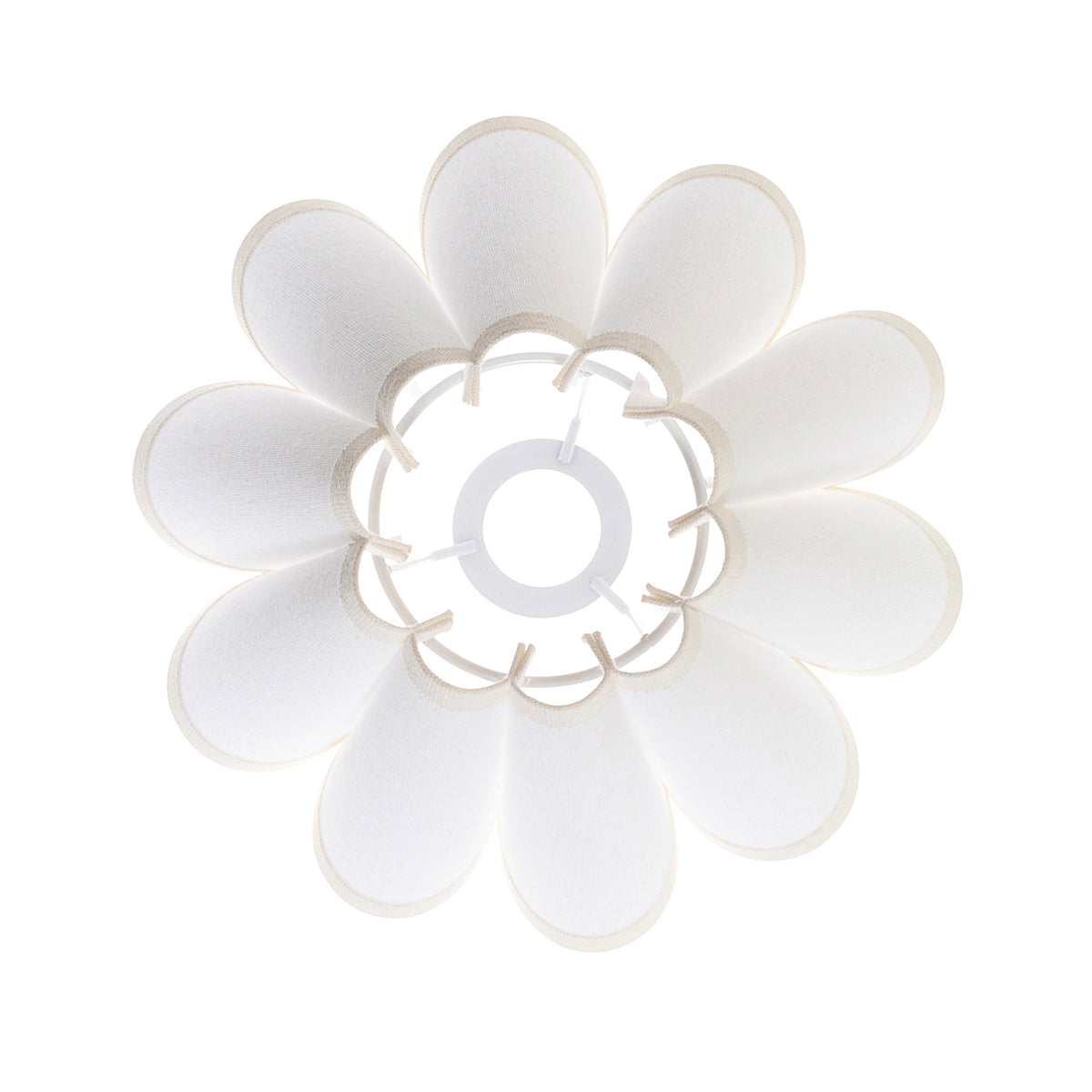 Ayla scalloped shade viewed from above, petal-like panels forming a flower shape