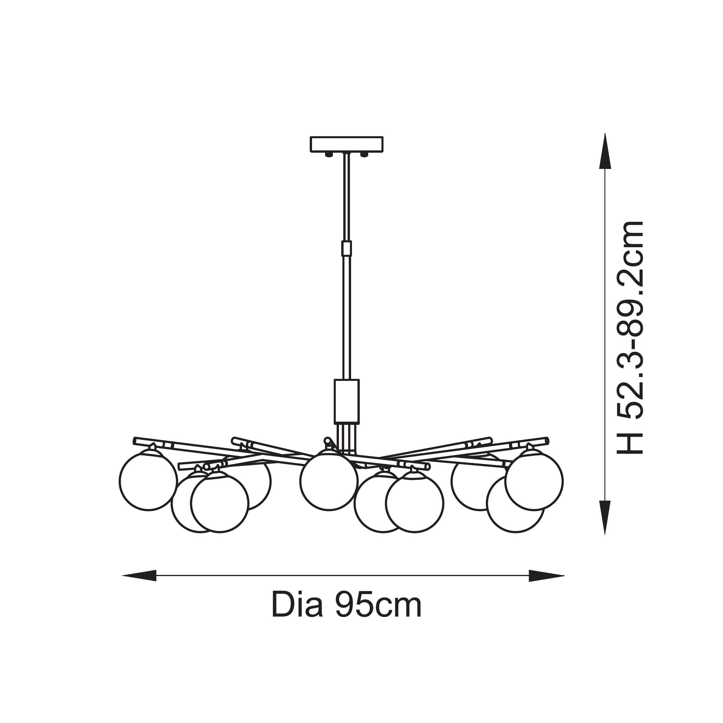 Aaron Brass 10 Light Adjustable Pendant - Opal Glass Shades