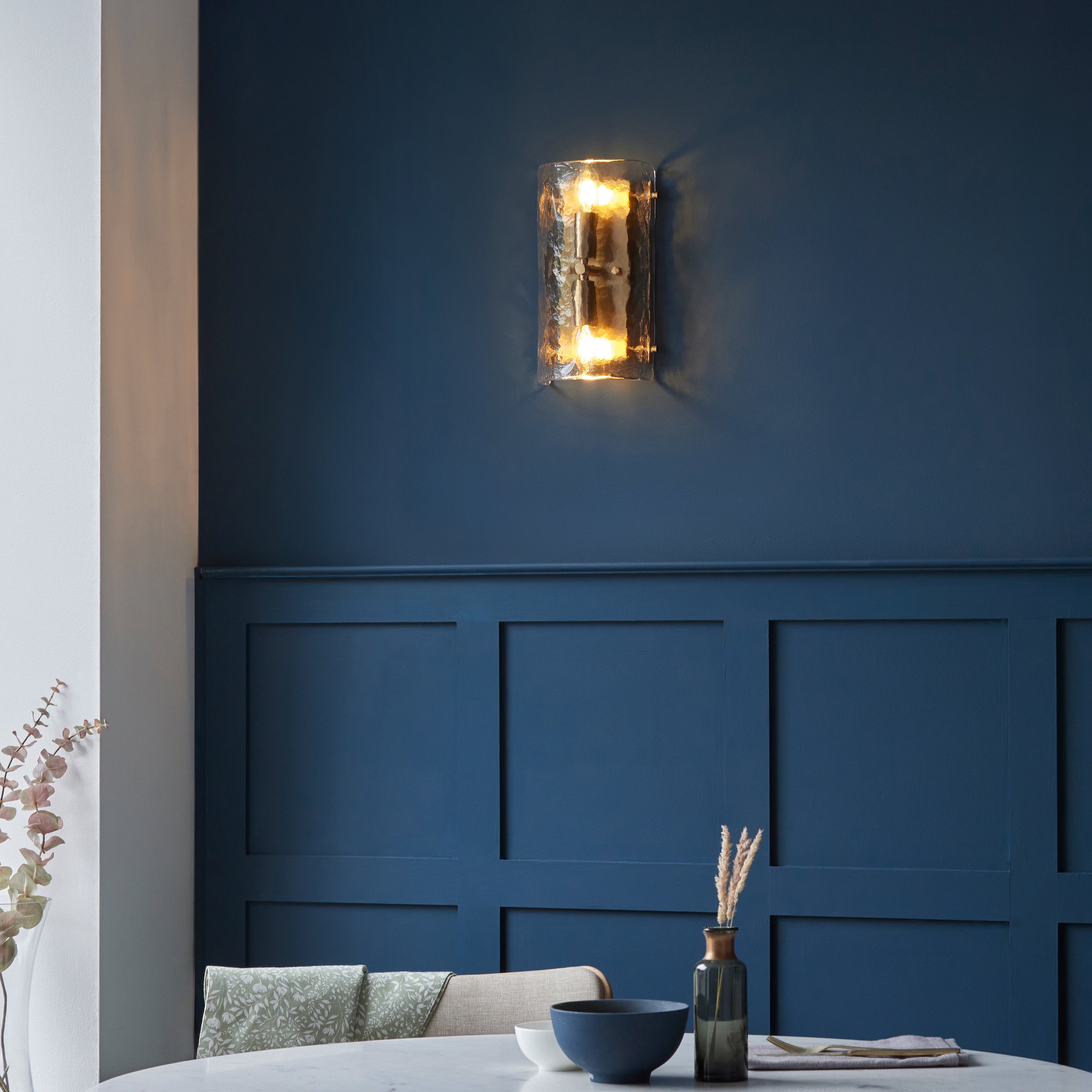 Keller 2 Light Wall - Curved Glass Panel