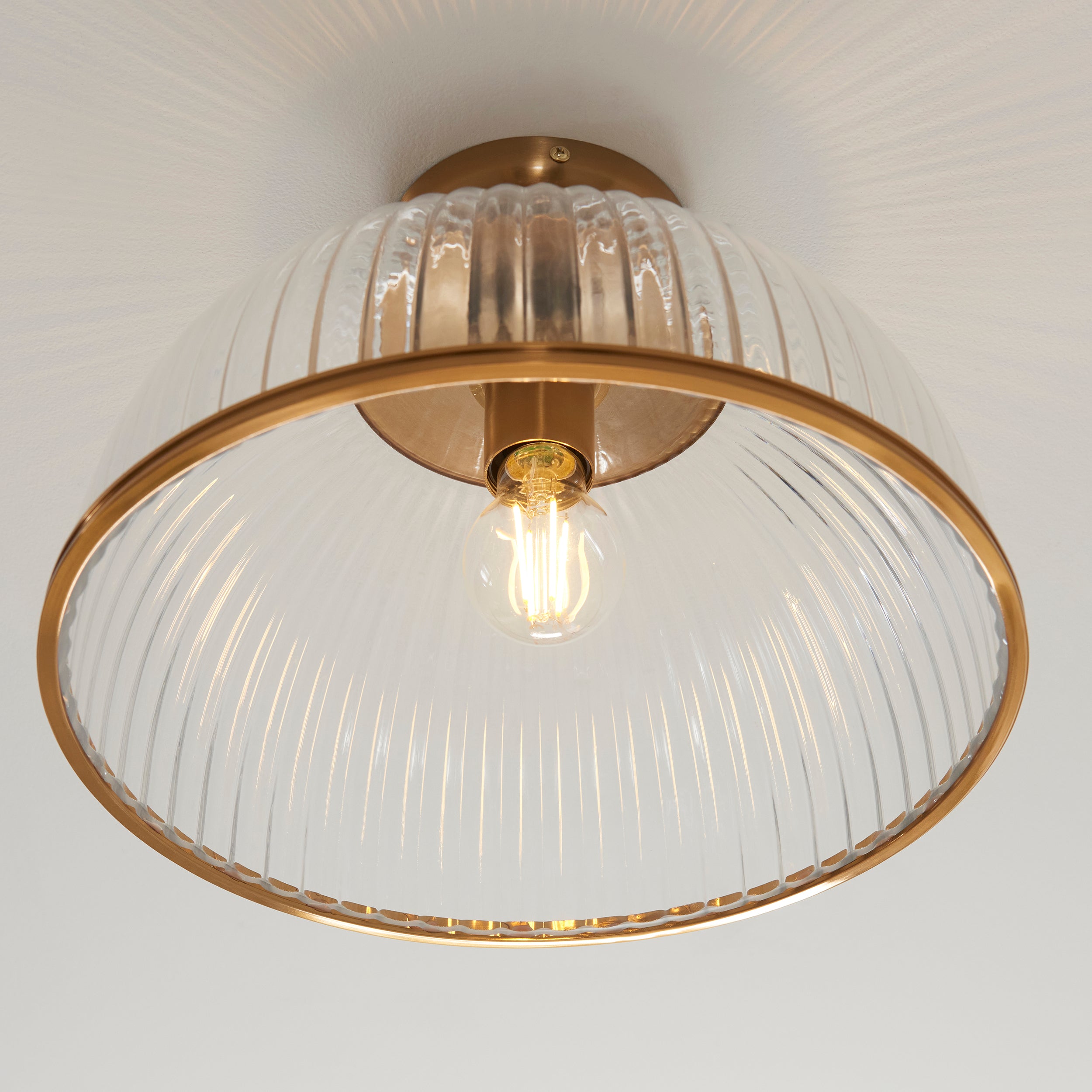 Somerset Brass & Ribbed Glass Downlight Flush
