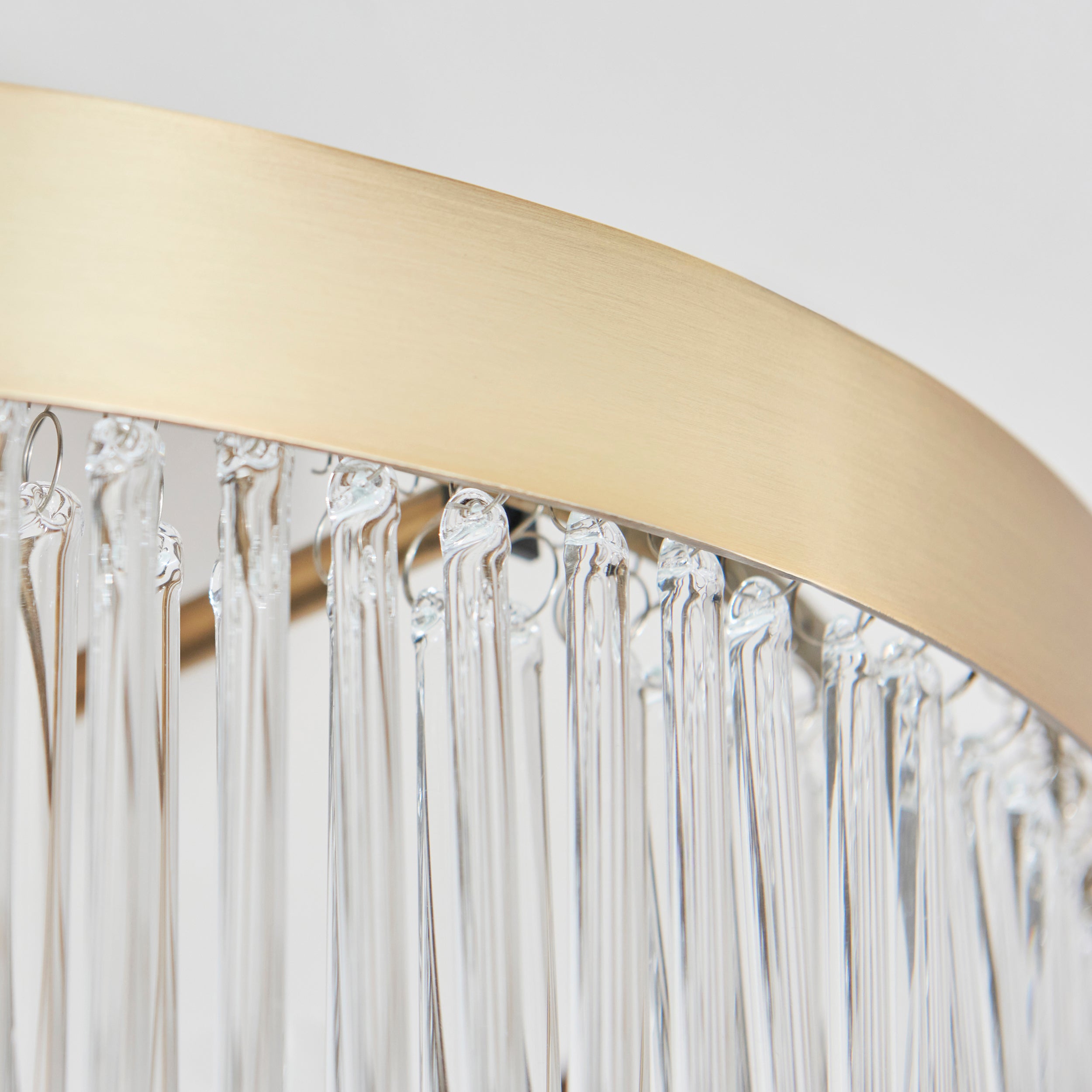 Clermont Brass 3 Light Semi Flush - Glass Rods