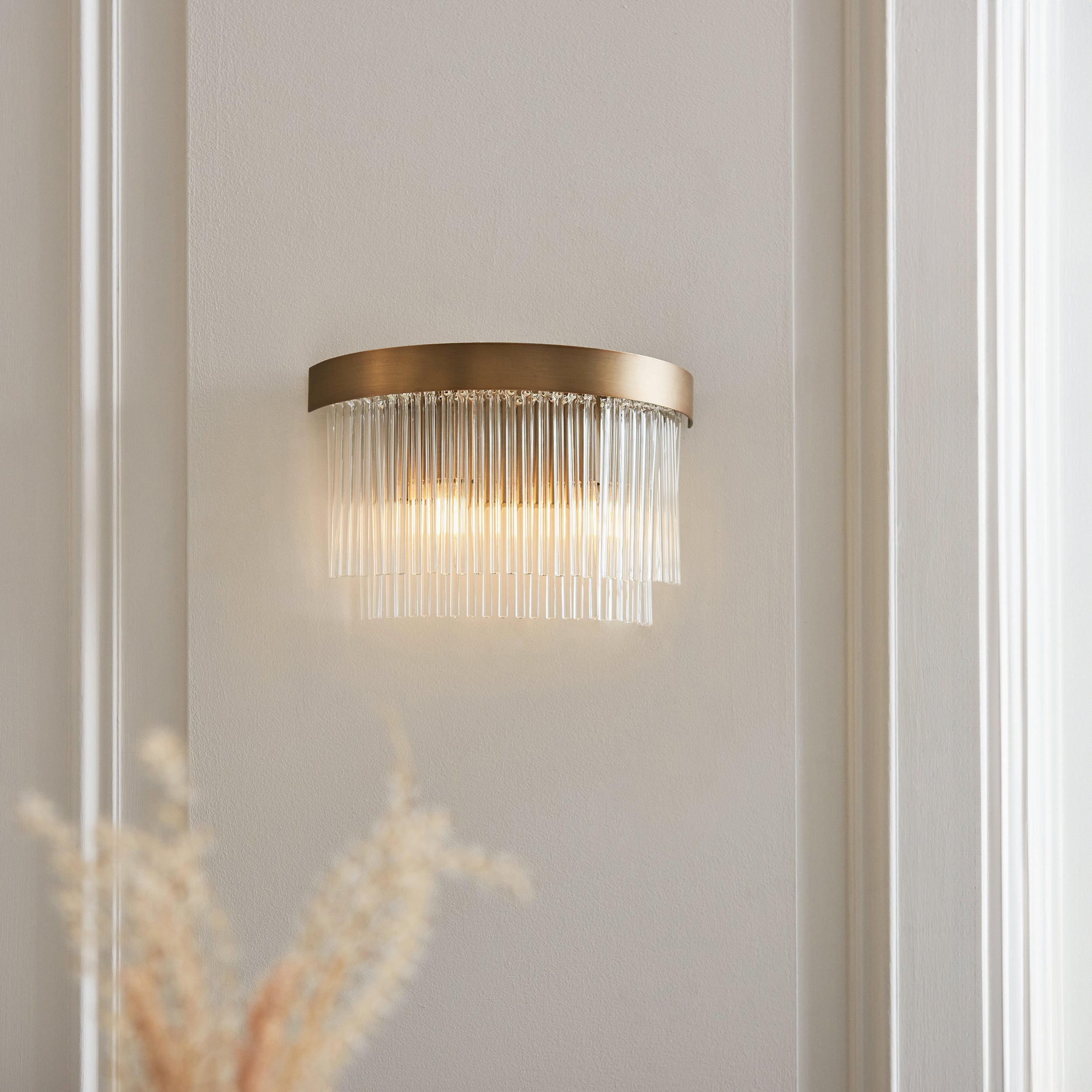 Clermont Antique Brass Wall Light - Clear Glass Rods Shade-OPEN-BOX-50-270826