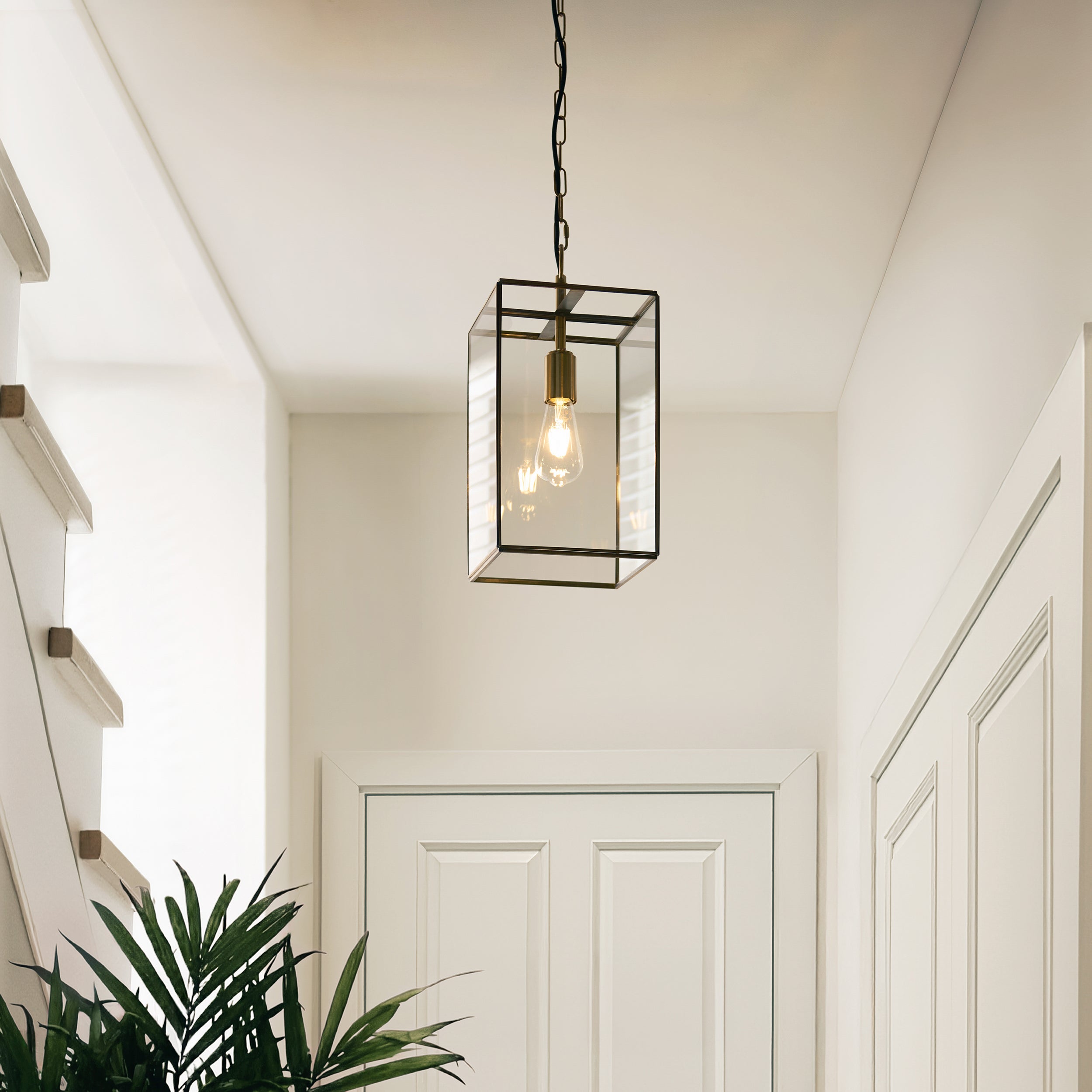 Hammond Grand Brass and Glass Panel Pendant