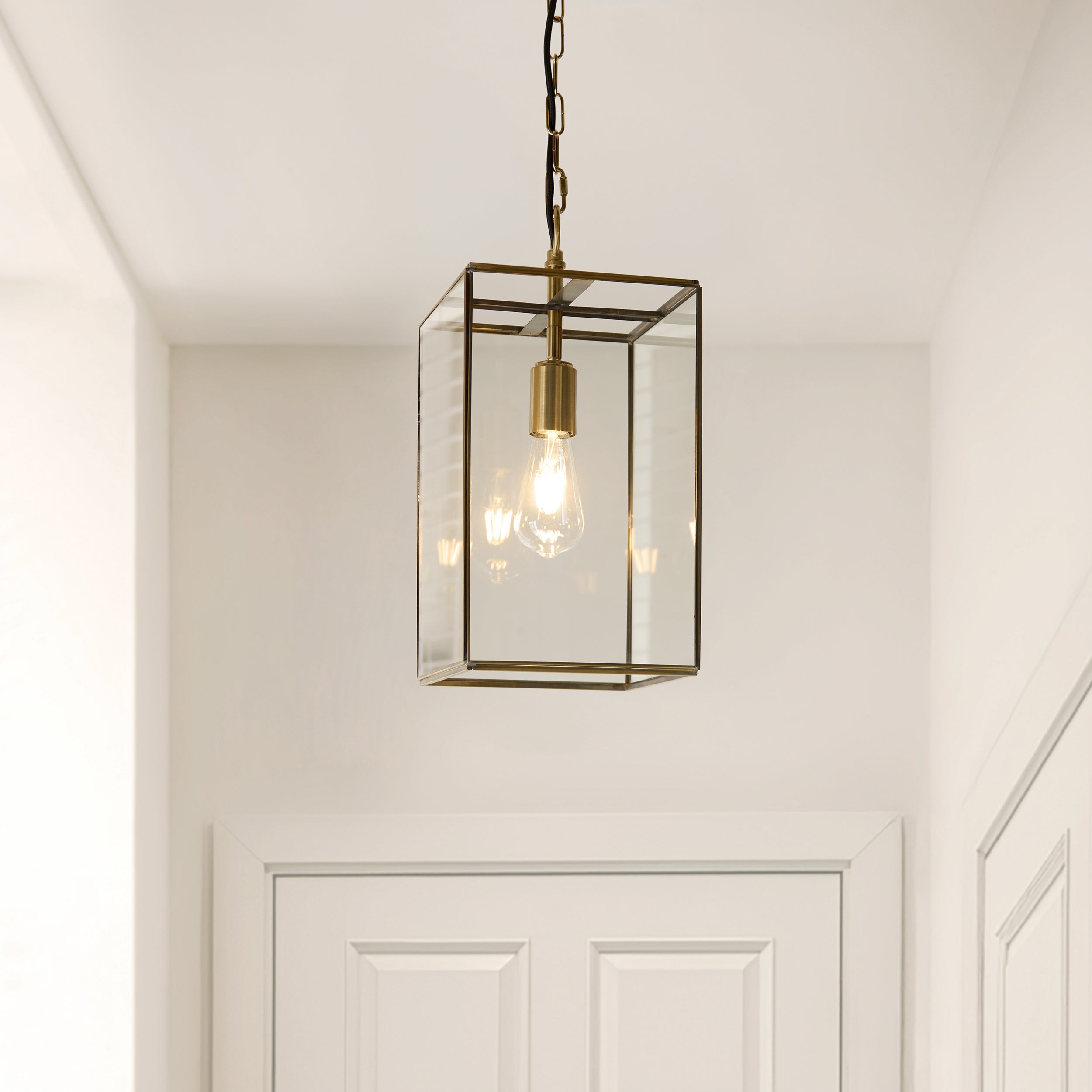 Hammond Grand Brass and Glass Panel Pendant