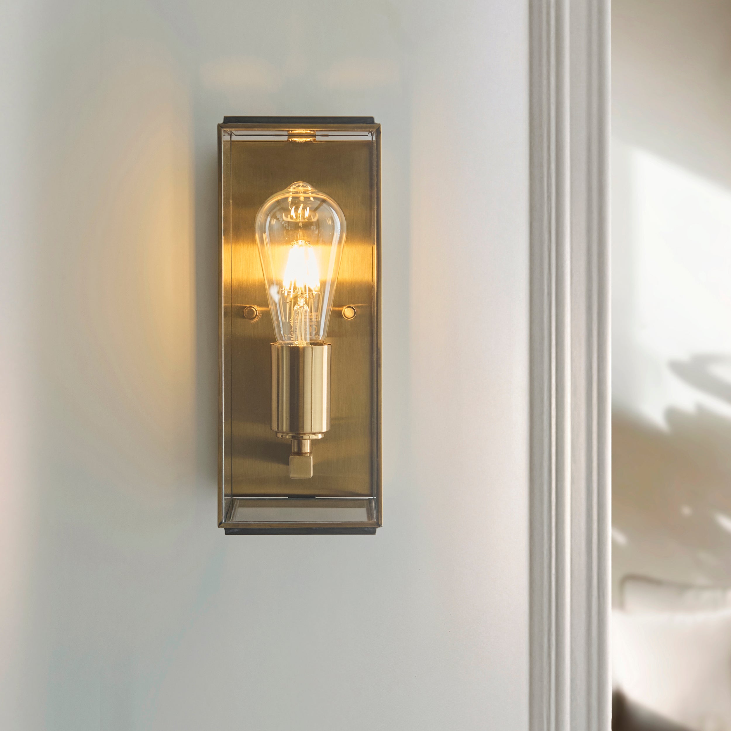 Hammond Brass Wall Light With Glass Panels
