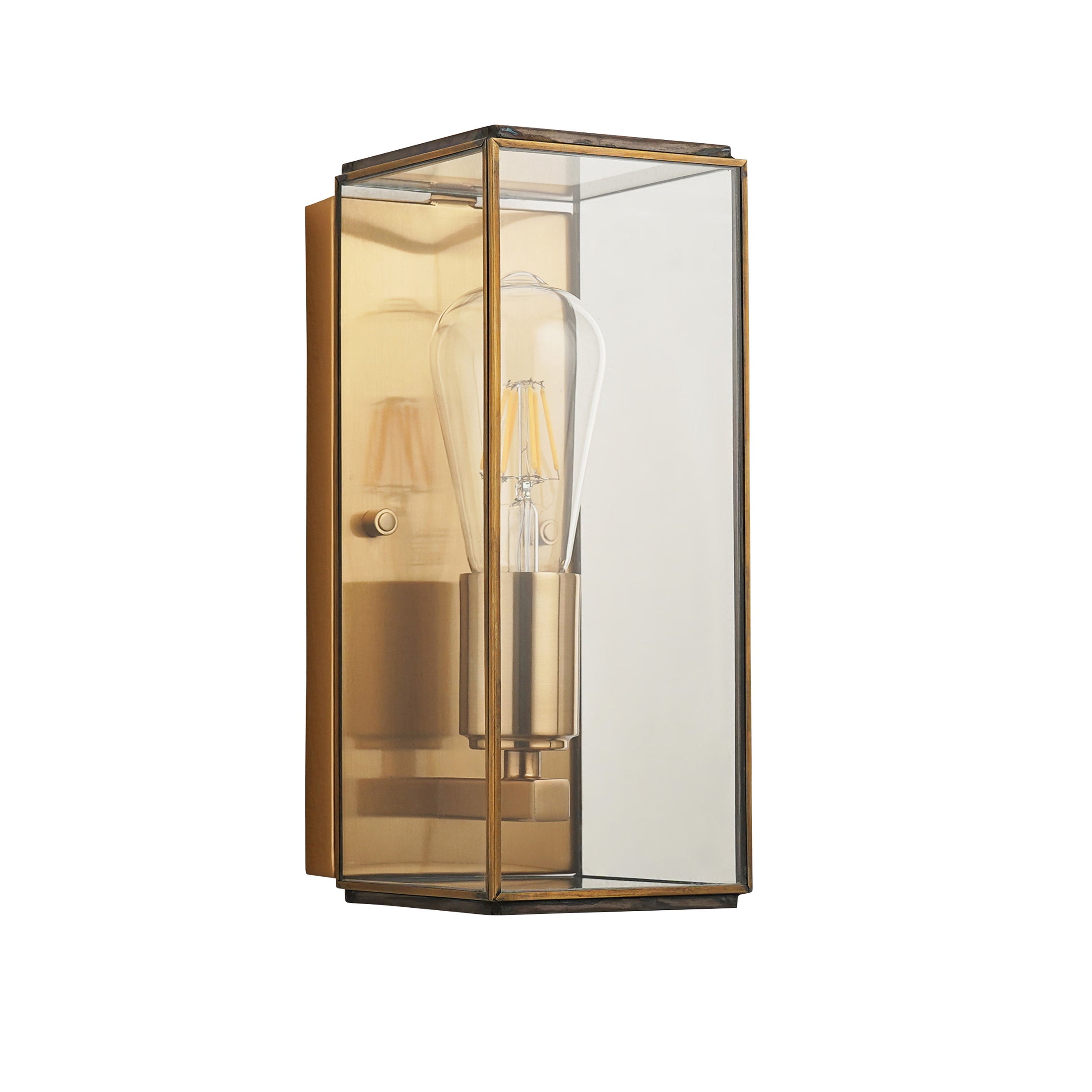 Hammond Brass Wall Light With Glass Panels