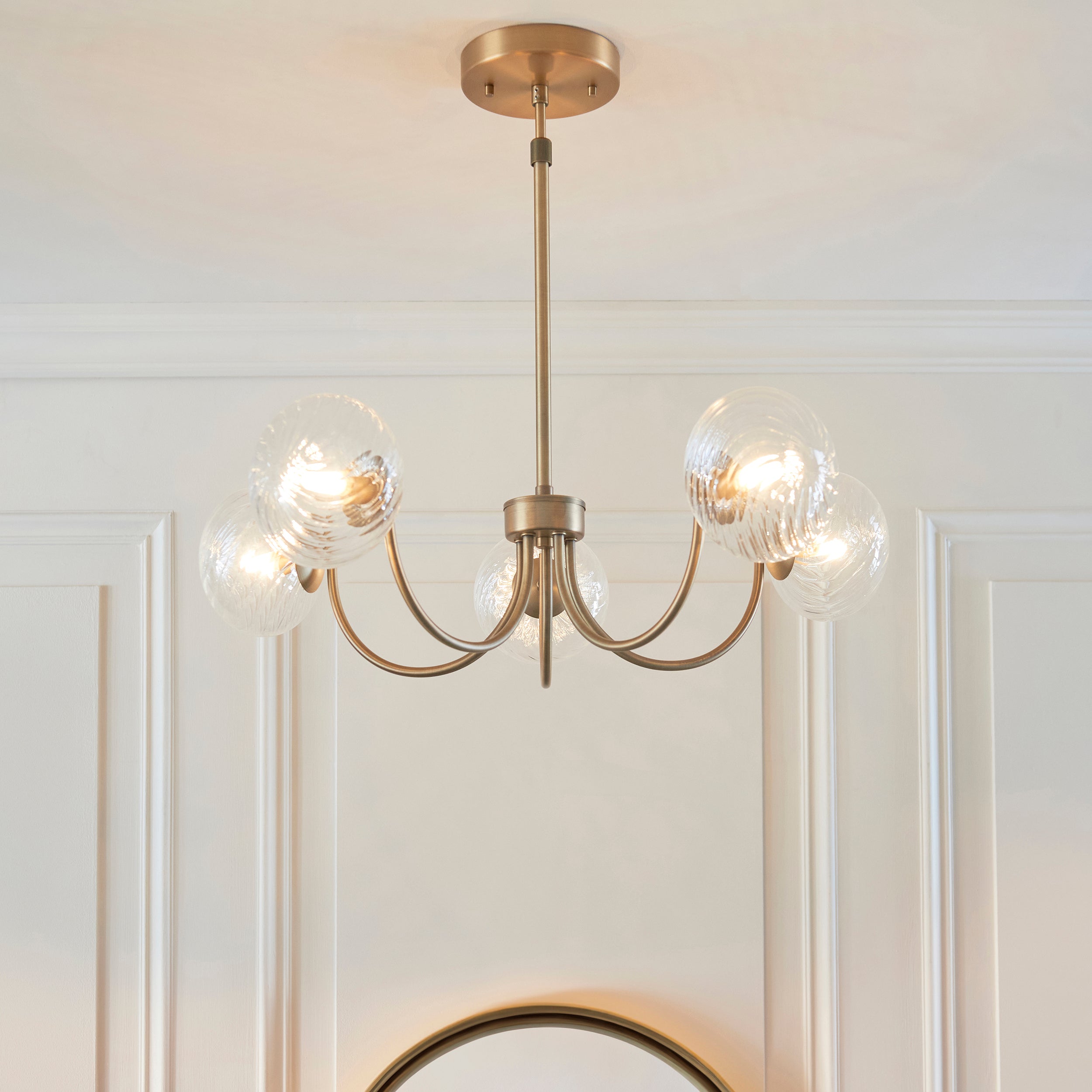 Hague 5 Light Brass Pendant - Glass Shades