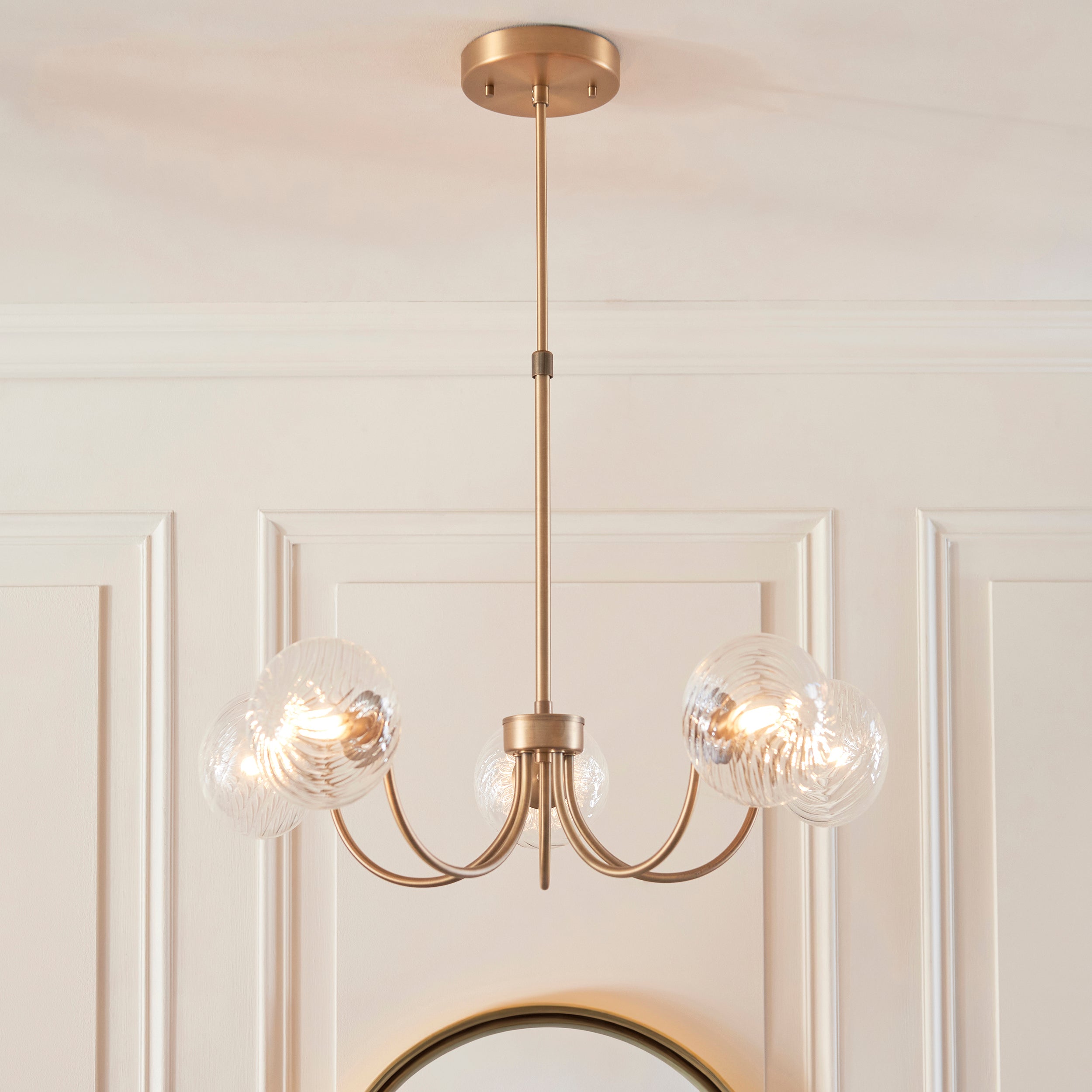 Hague 5 Light Brass Pendant - Glass Shades