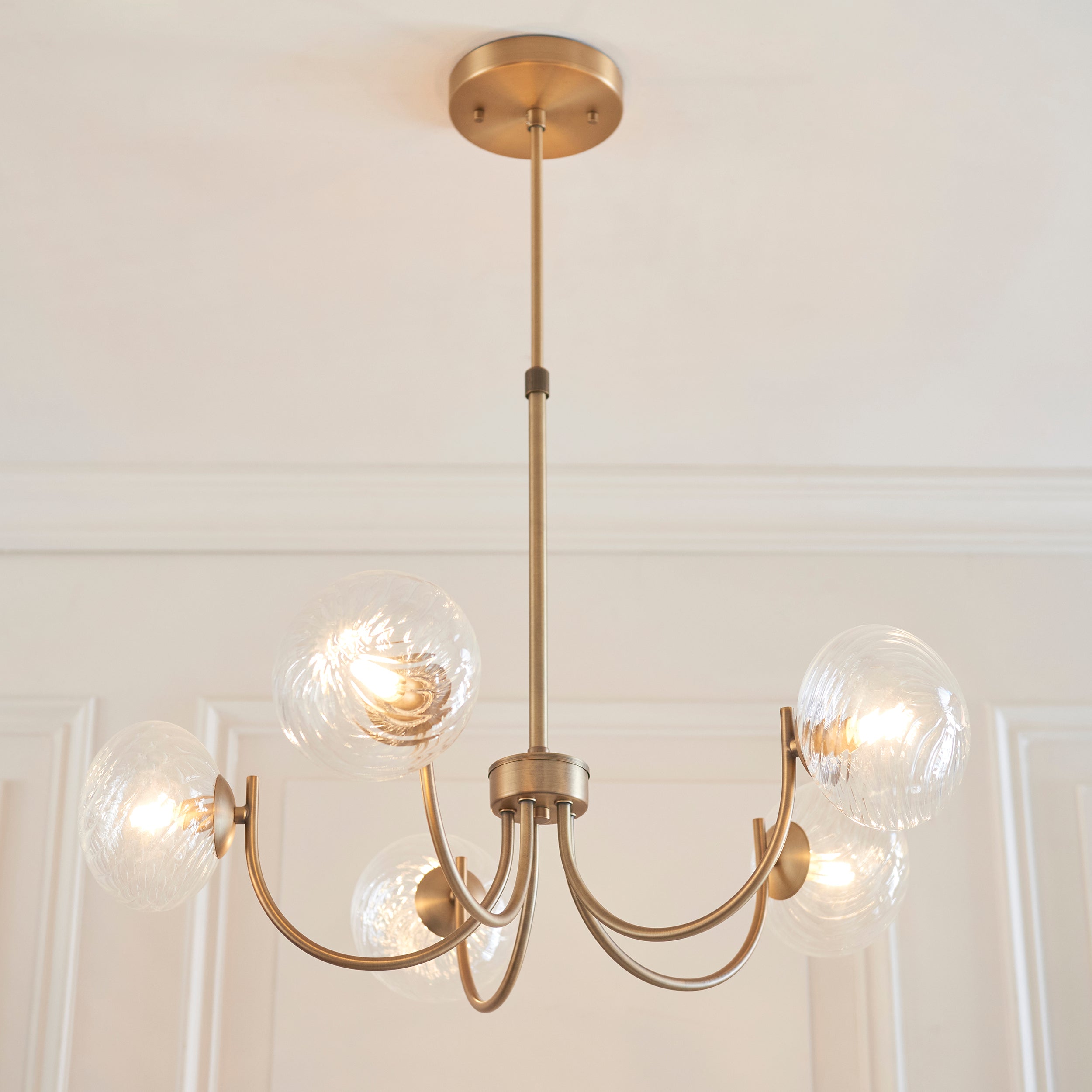 Hague 5 Light Brass Pendant - Glass Shades