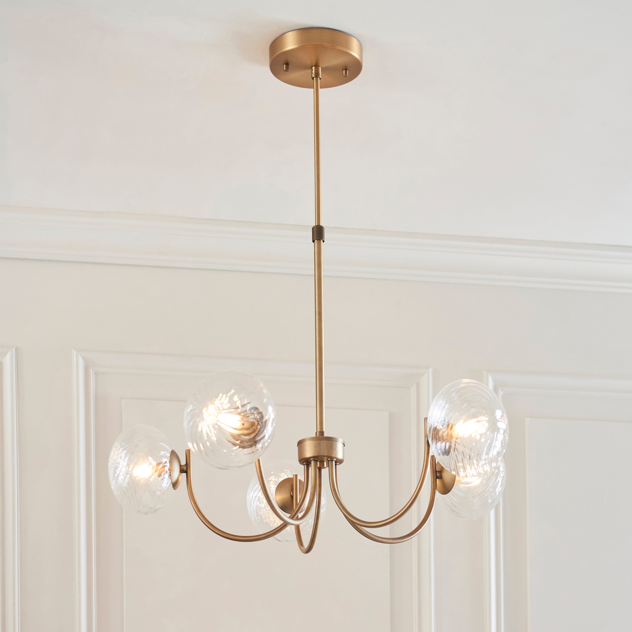Hague 5 Light Brass Pendant - Glass Shades