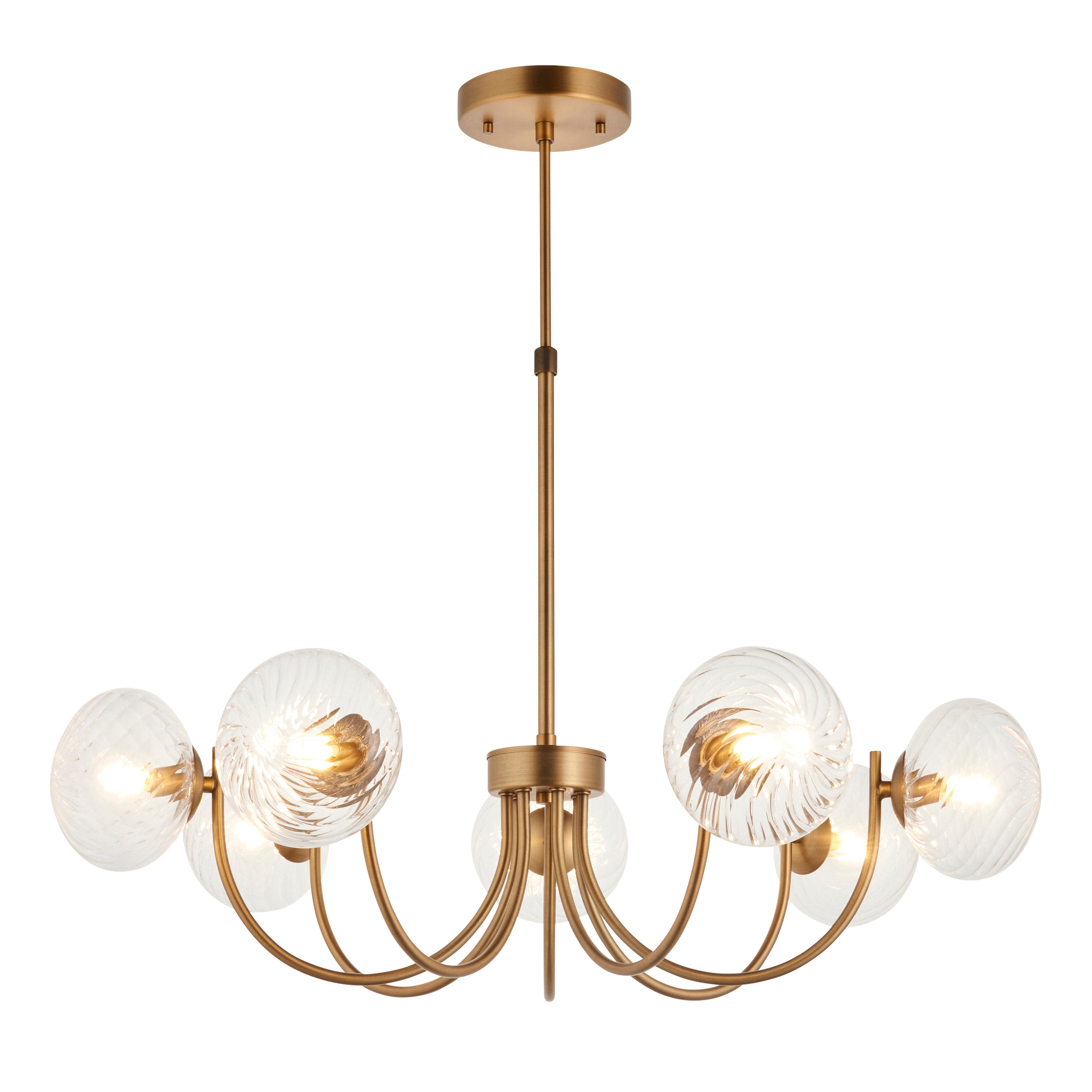 Hague 7 Light Brass Pendant - Glass Shades