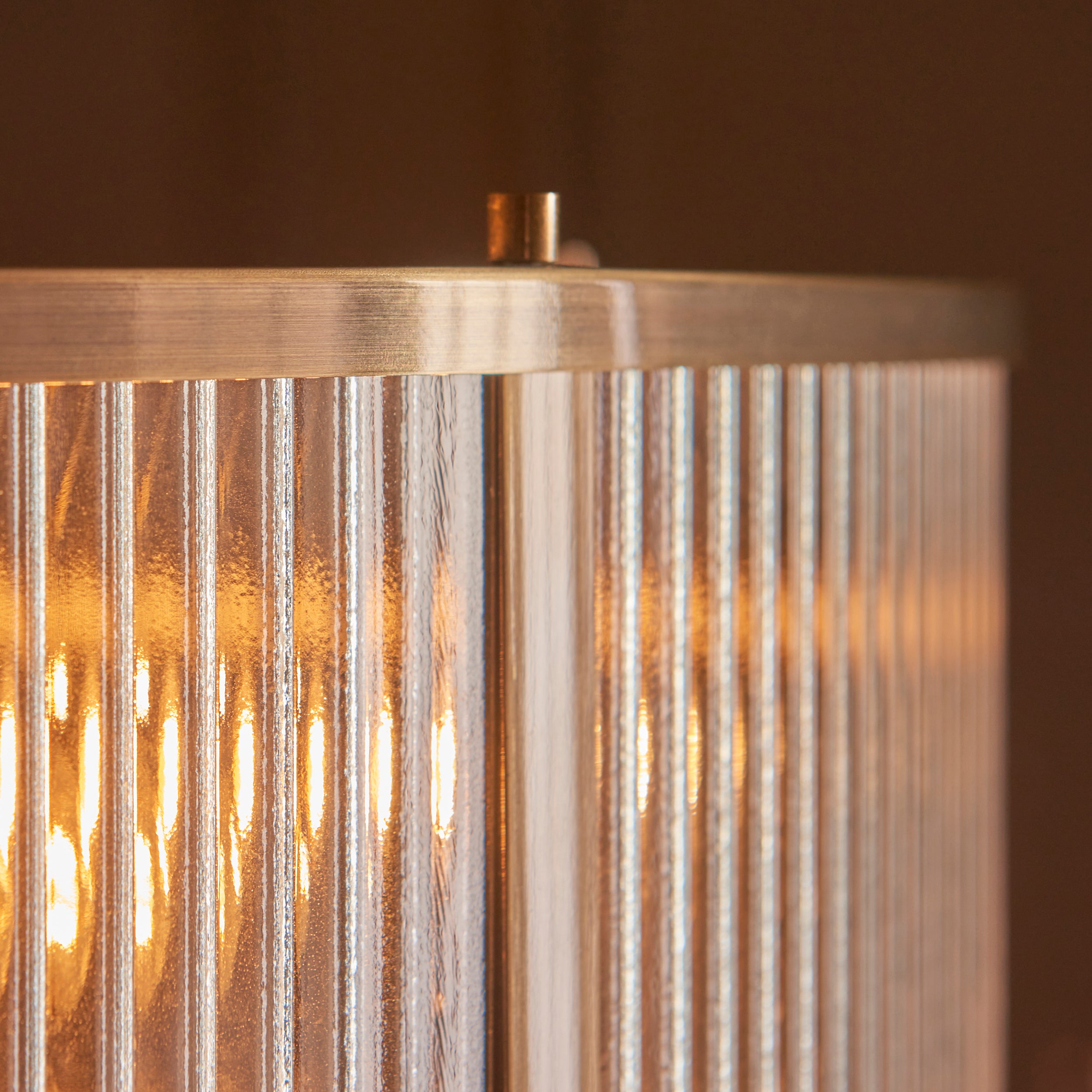 Ridgeton 8 Light Antique Brass & Ribbed Shade Glass Pendant