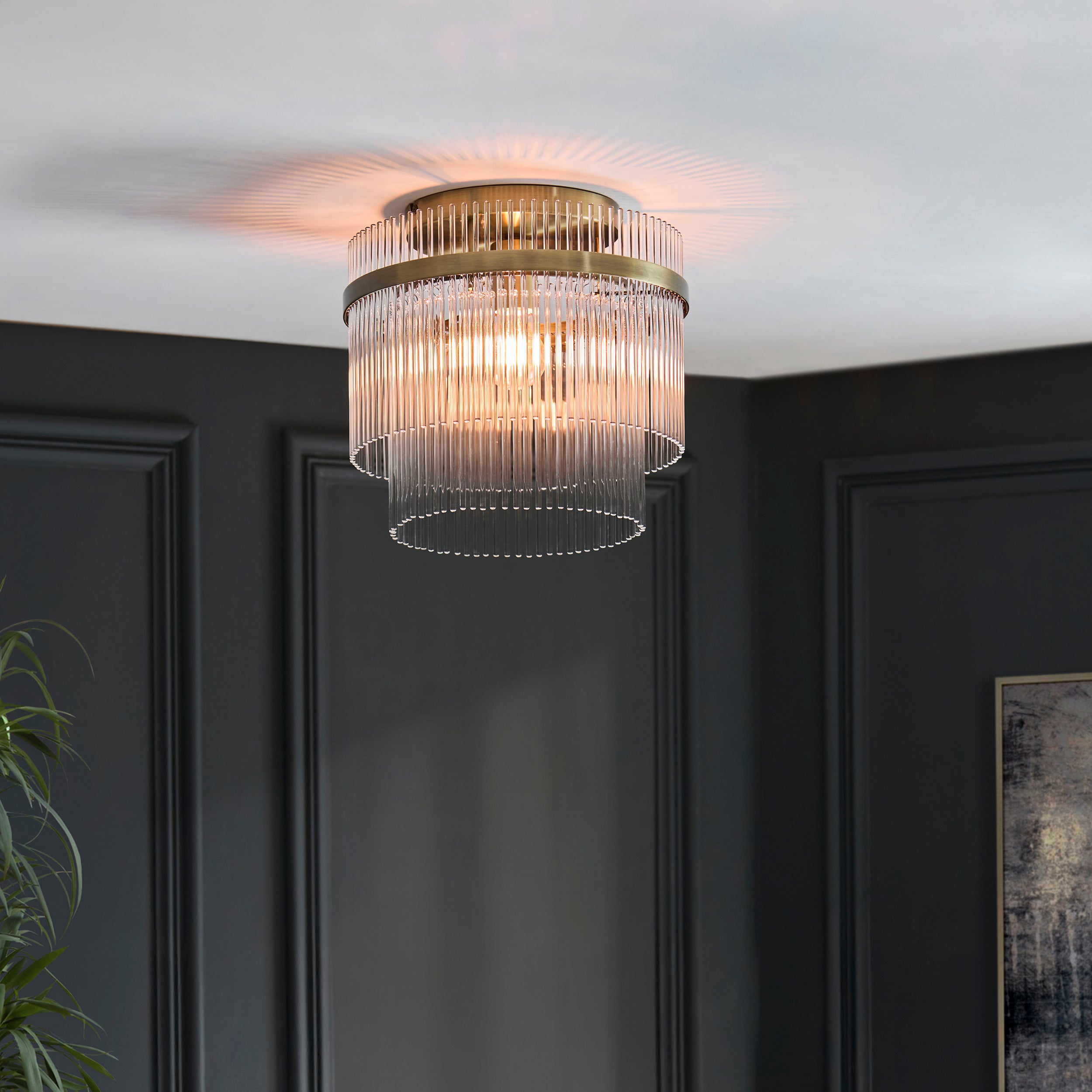 Marietta Brass 1 Light Flush - Glass Rods