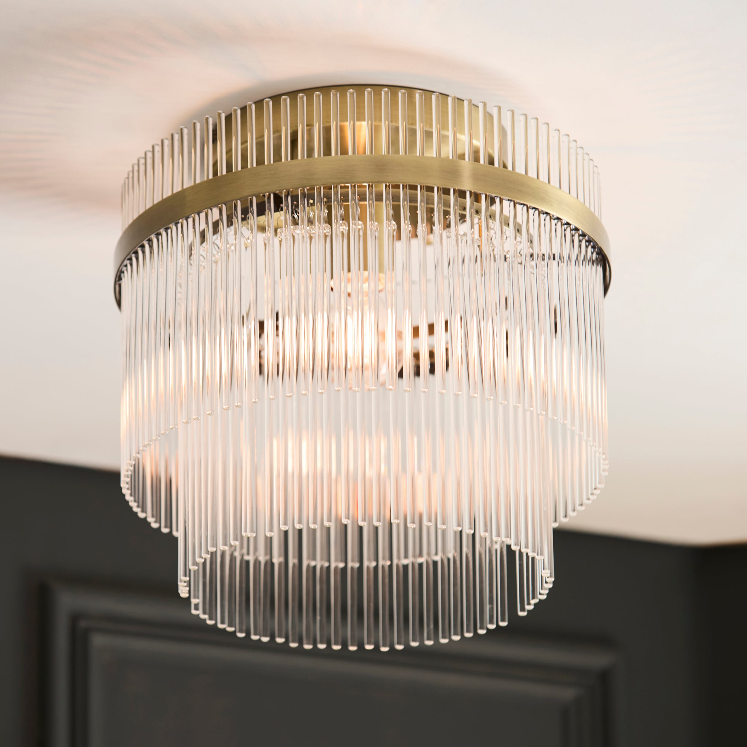 Marietta Brass 1 Light Flush - Glass Rods