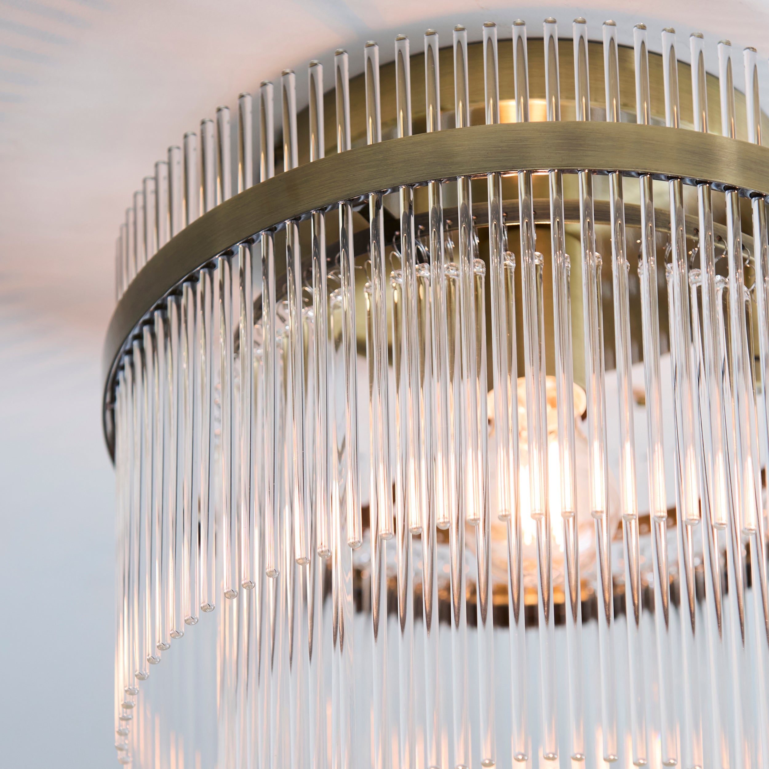 Marietta Brass 1 Light Flush - Glass Rods