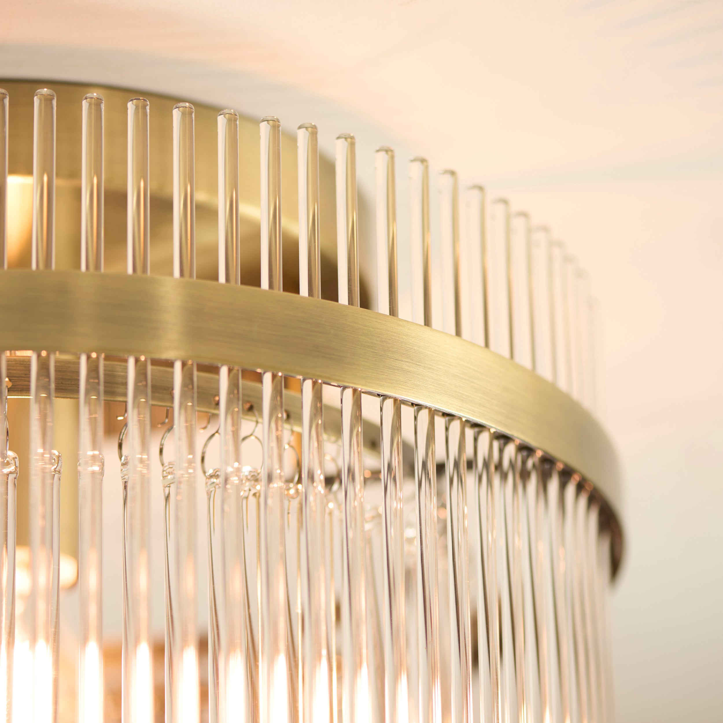 Marietta Brass 1 Light Flush - Glass Rods