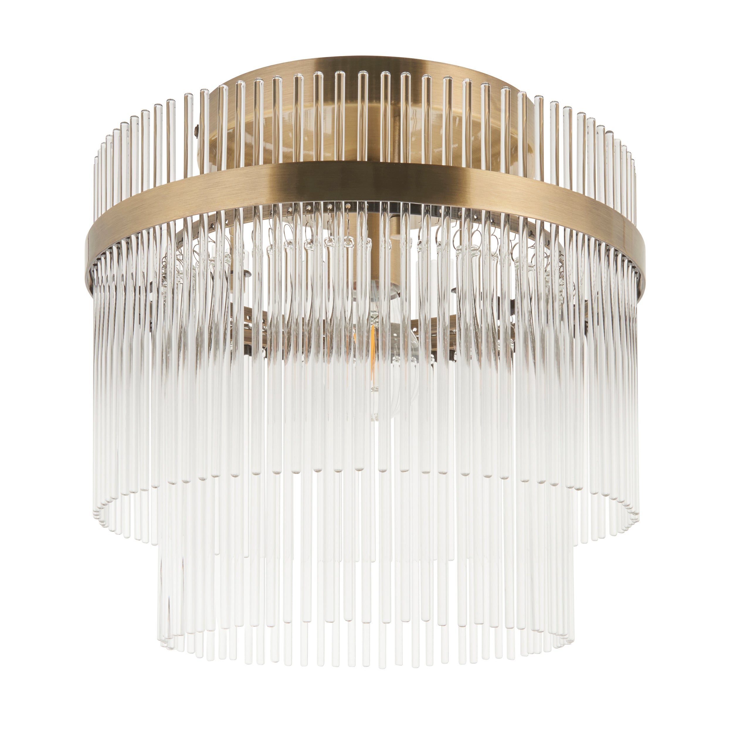 Marietta Brass 1 Light Flush - Glass Rods
