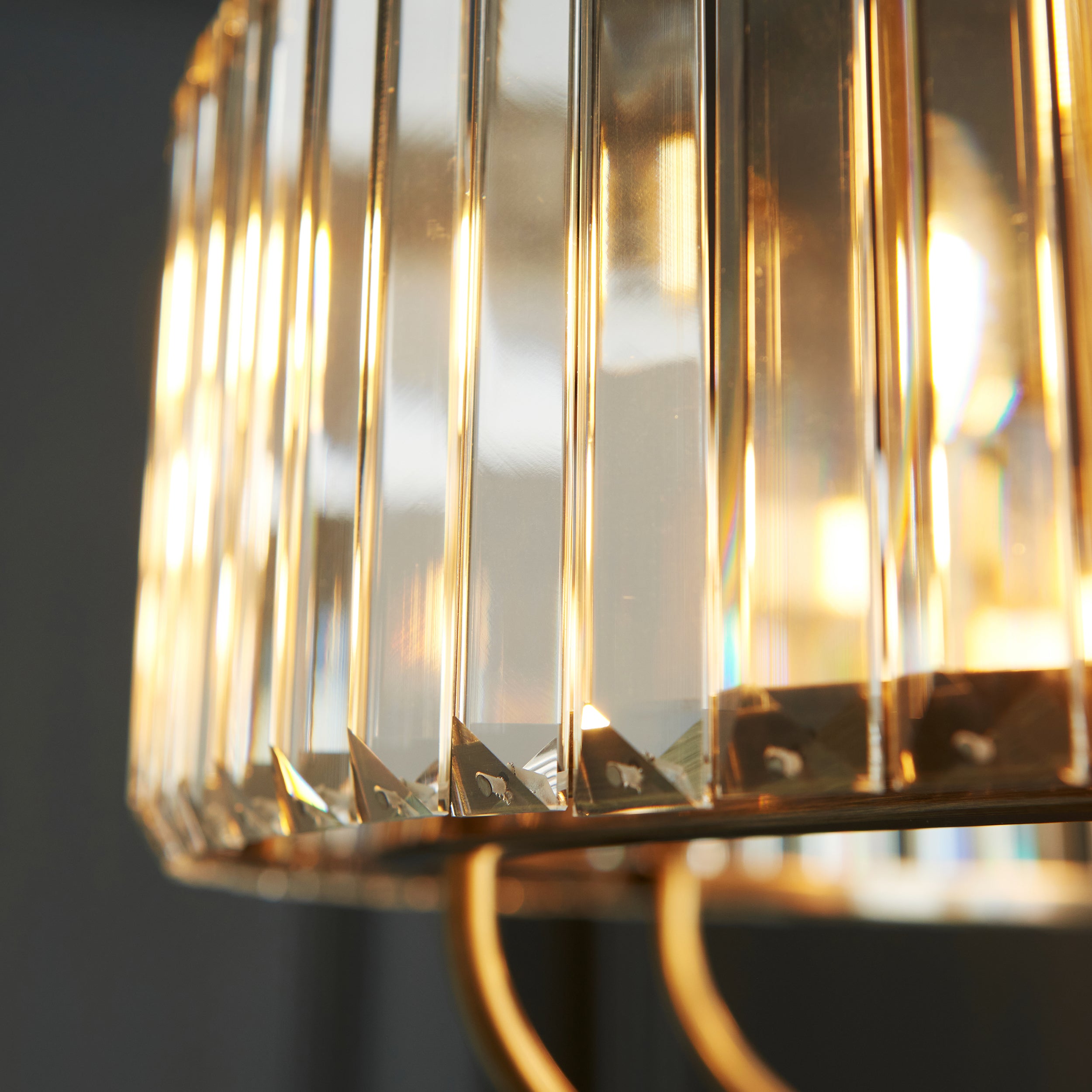 Visconti Round 8 Light Brass & Clear Cut Glass Pendant