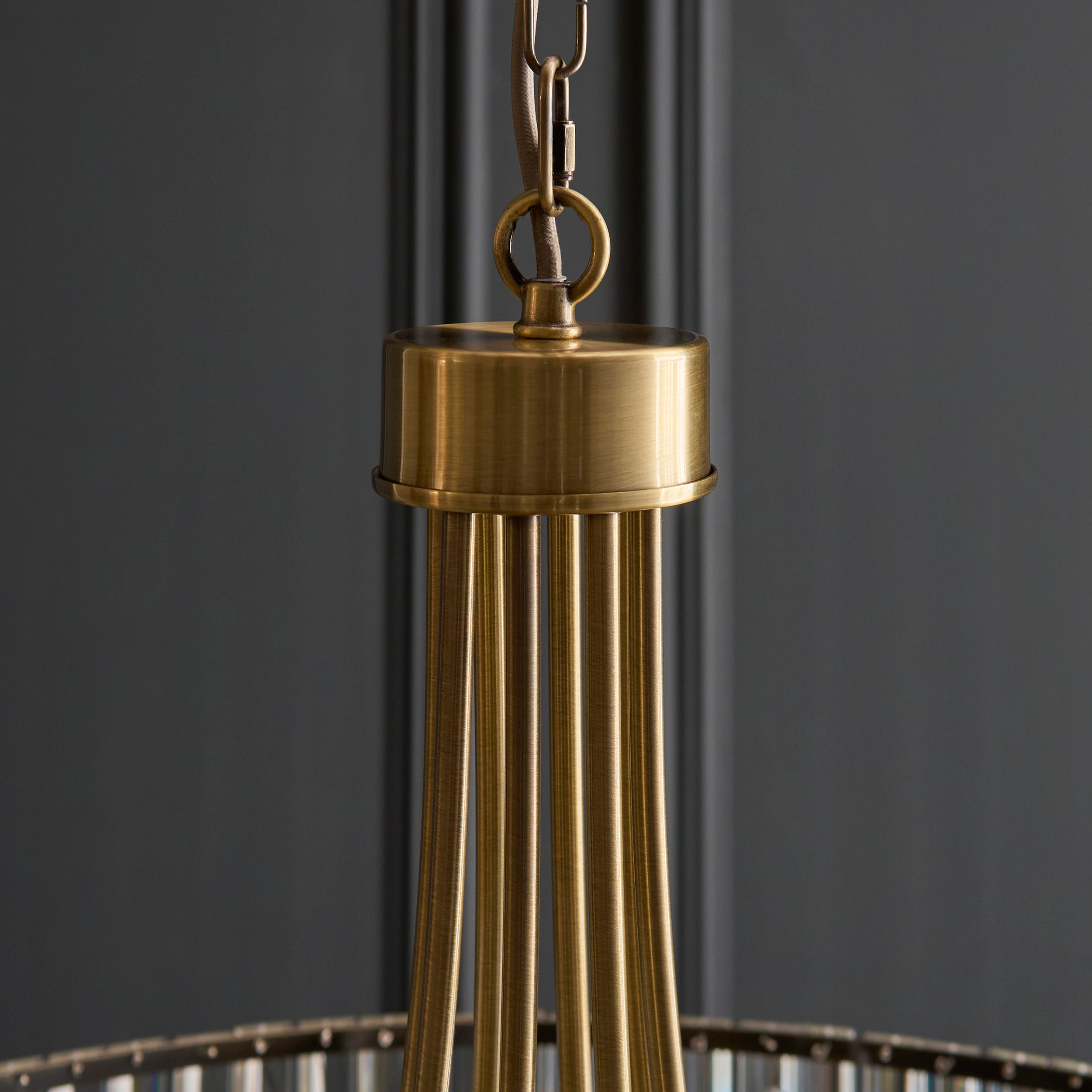 Visconti Round 8 Light Brass & Clear Cut Glass Pendant