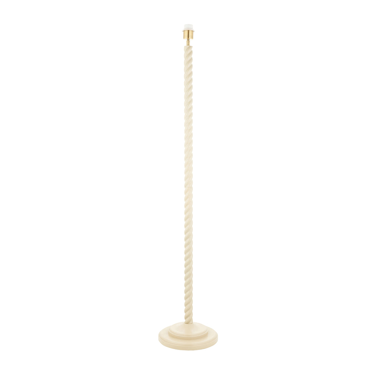 Twist floor lamp base in satin almond white with spiral stem, stepped base and brass lamp holder
