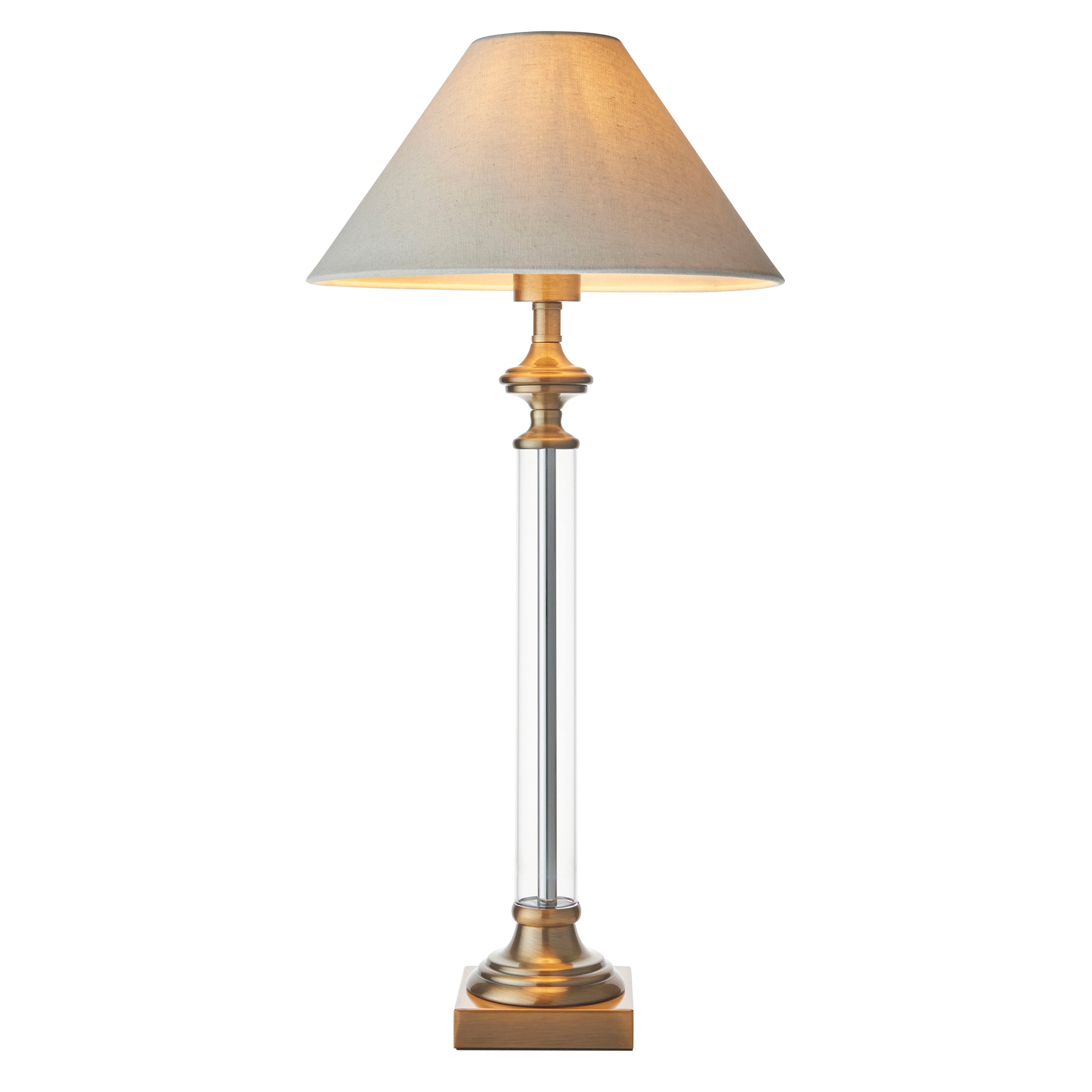Avebury 1 Light Brass Table Lamp & Avalon 31cm Faux Linen Shade