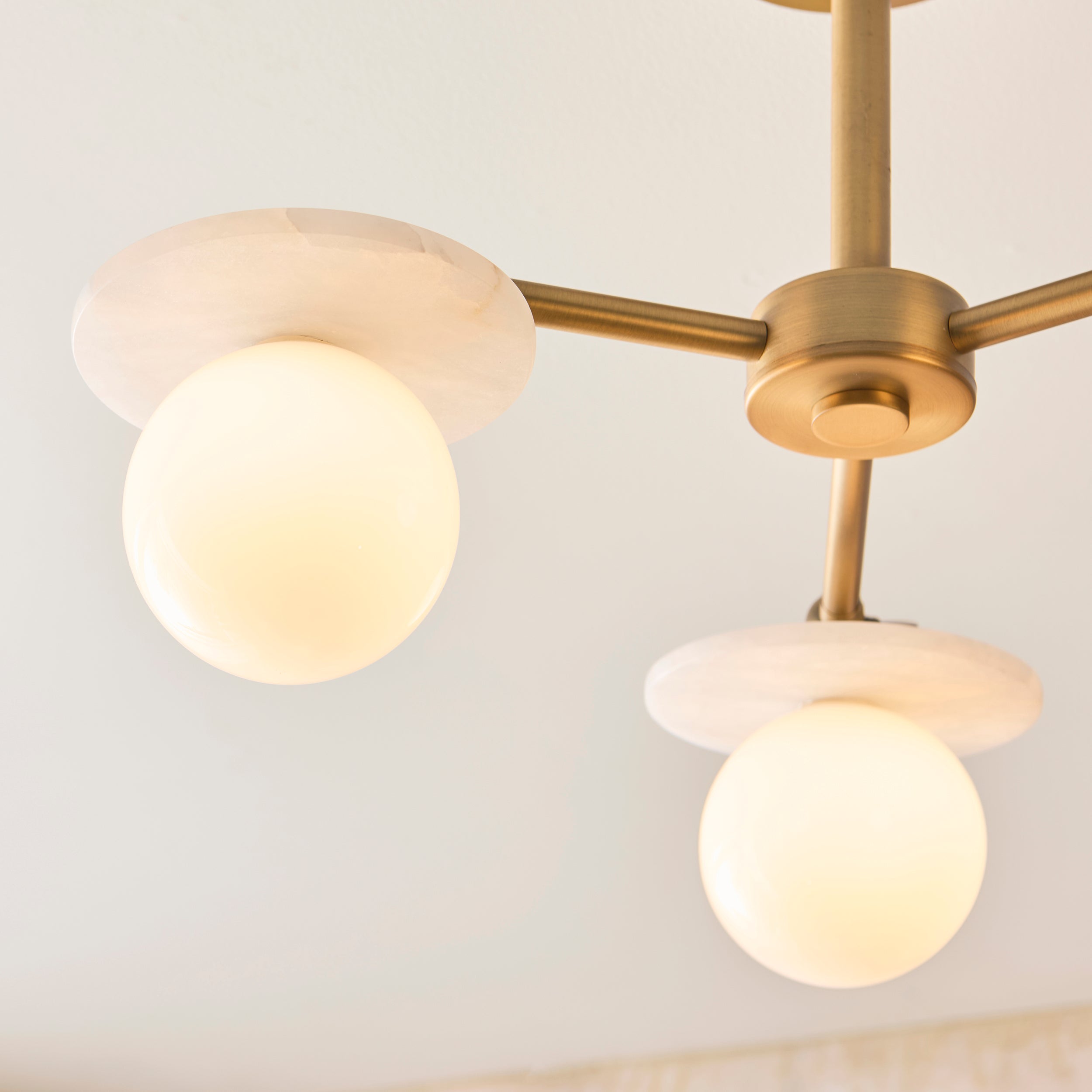 Cerhio 3 Light Brass Finish Semi Flush Ceiling Light