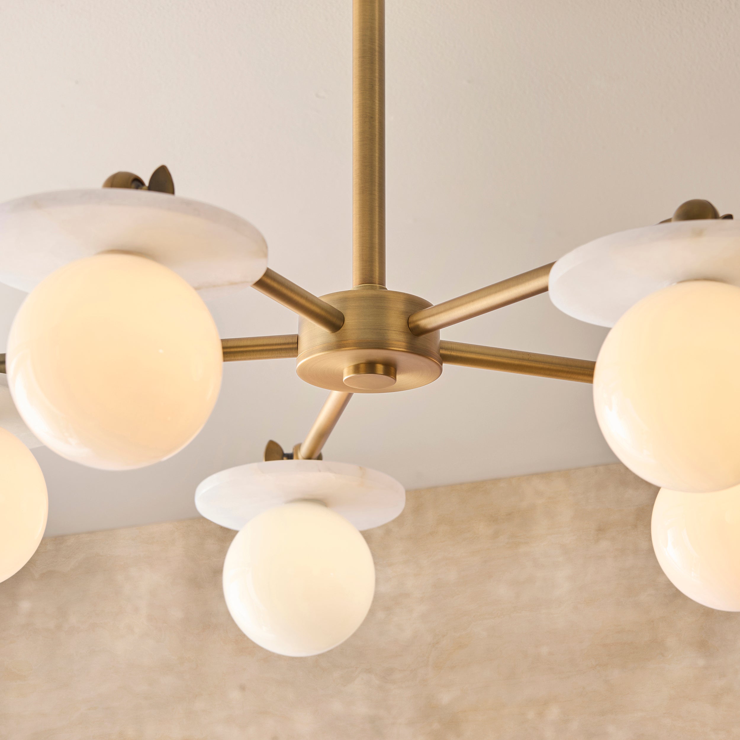 Cerhio 5 Light Brass Finish Semi Flush Ceiling Light