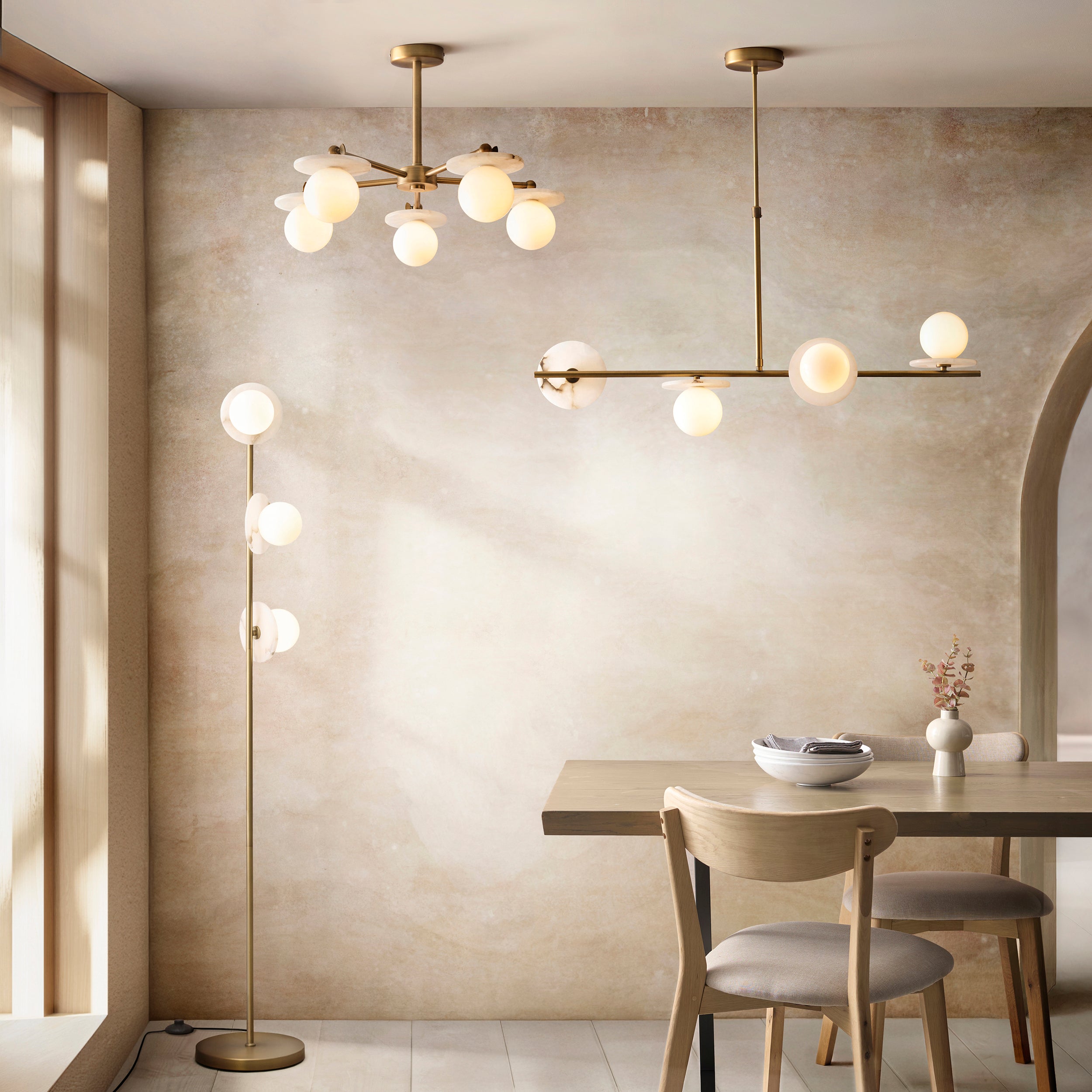 Cerhio 5 Light Brass Finish Semi Flush Ceiling Light