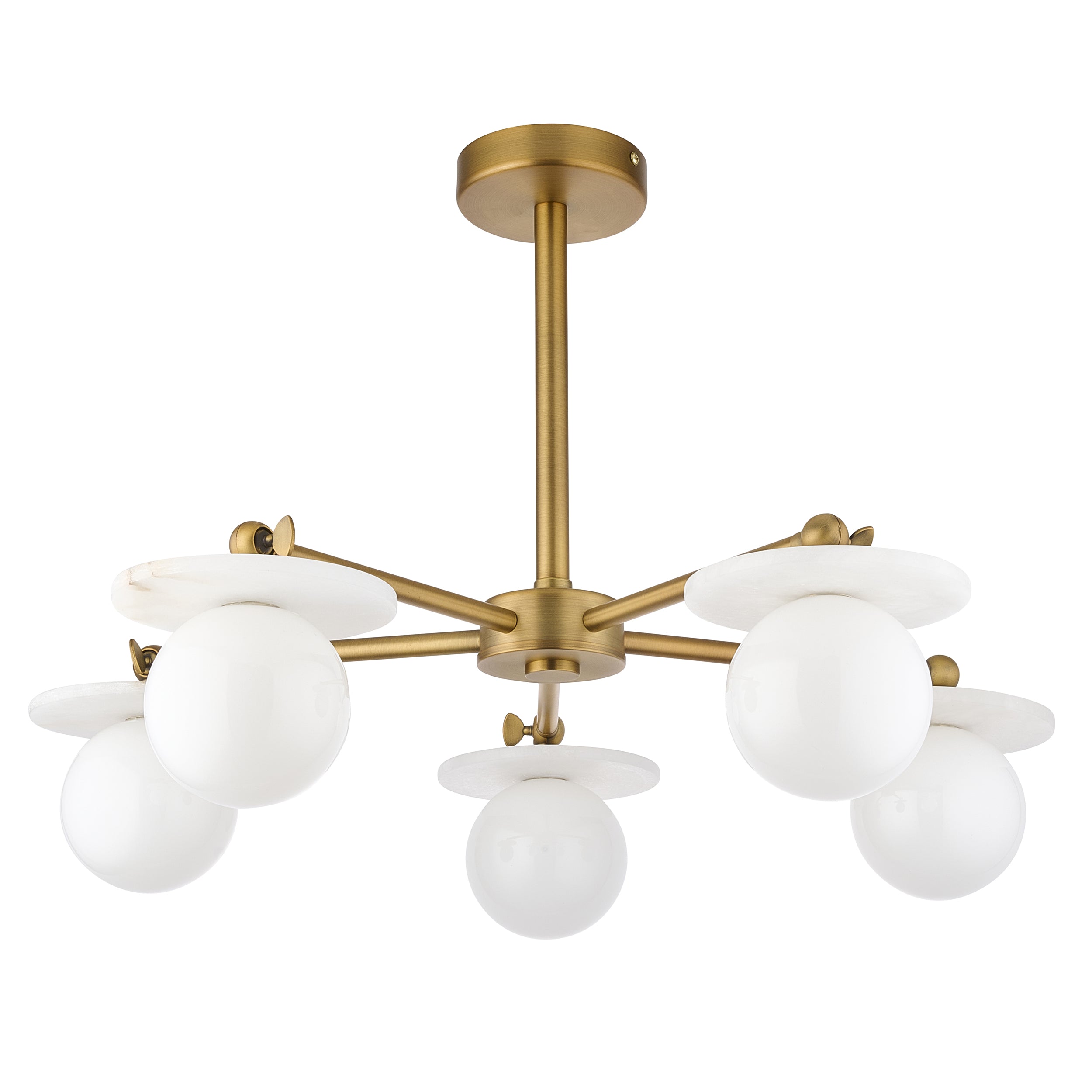 Cerhio 5 Light Brass Finish Semi Flush Ceiling Light