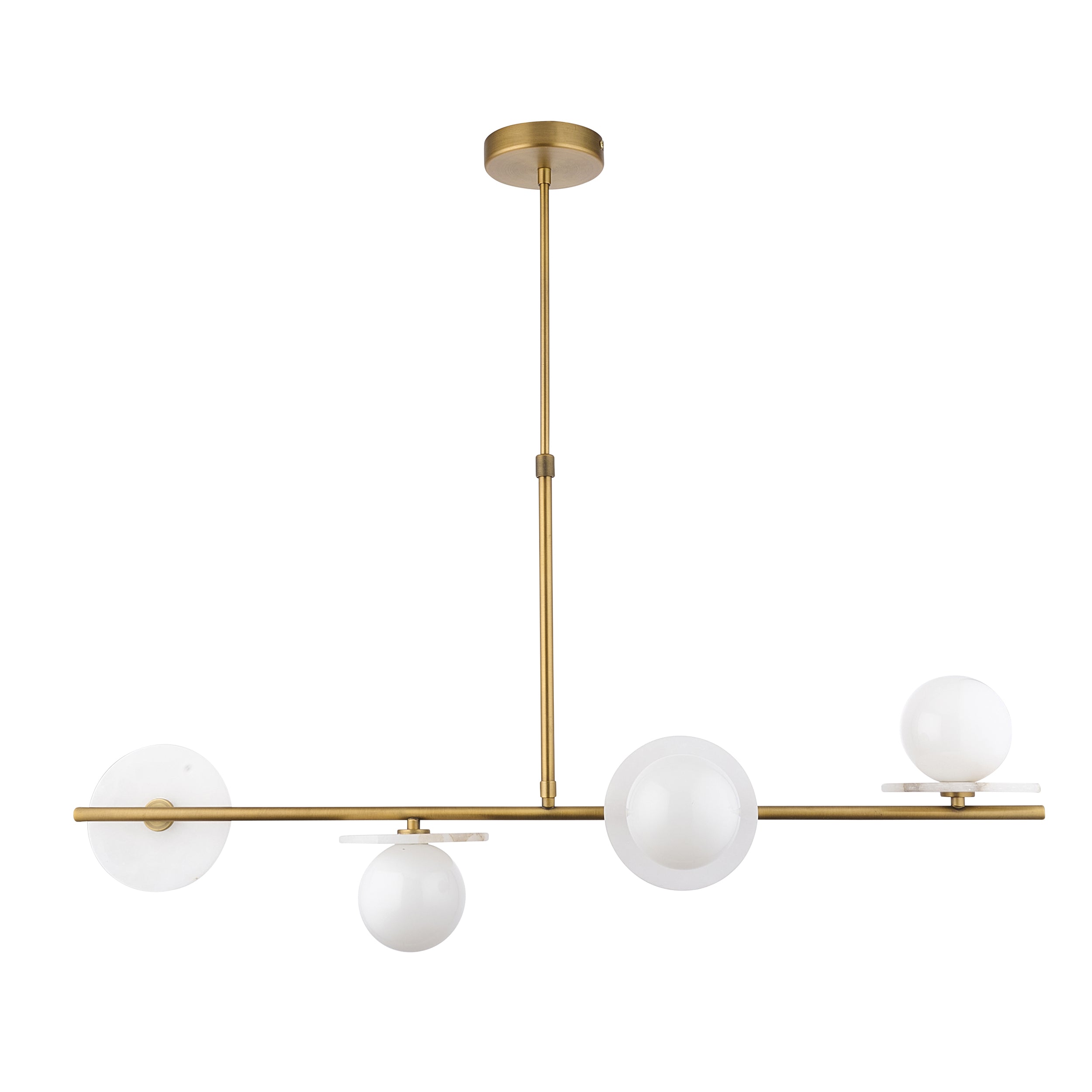 Cerchio 4 Light Brass and Opal Glass Linear Pendant