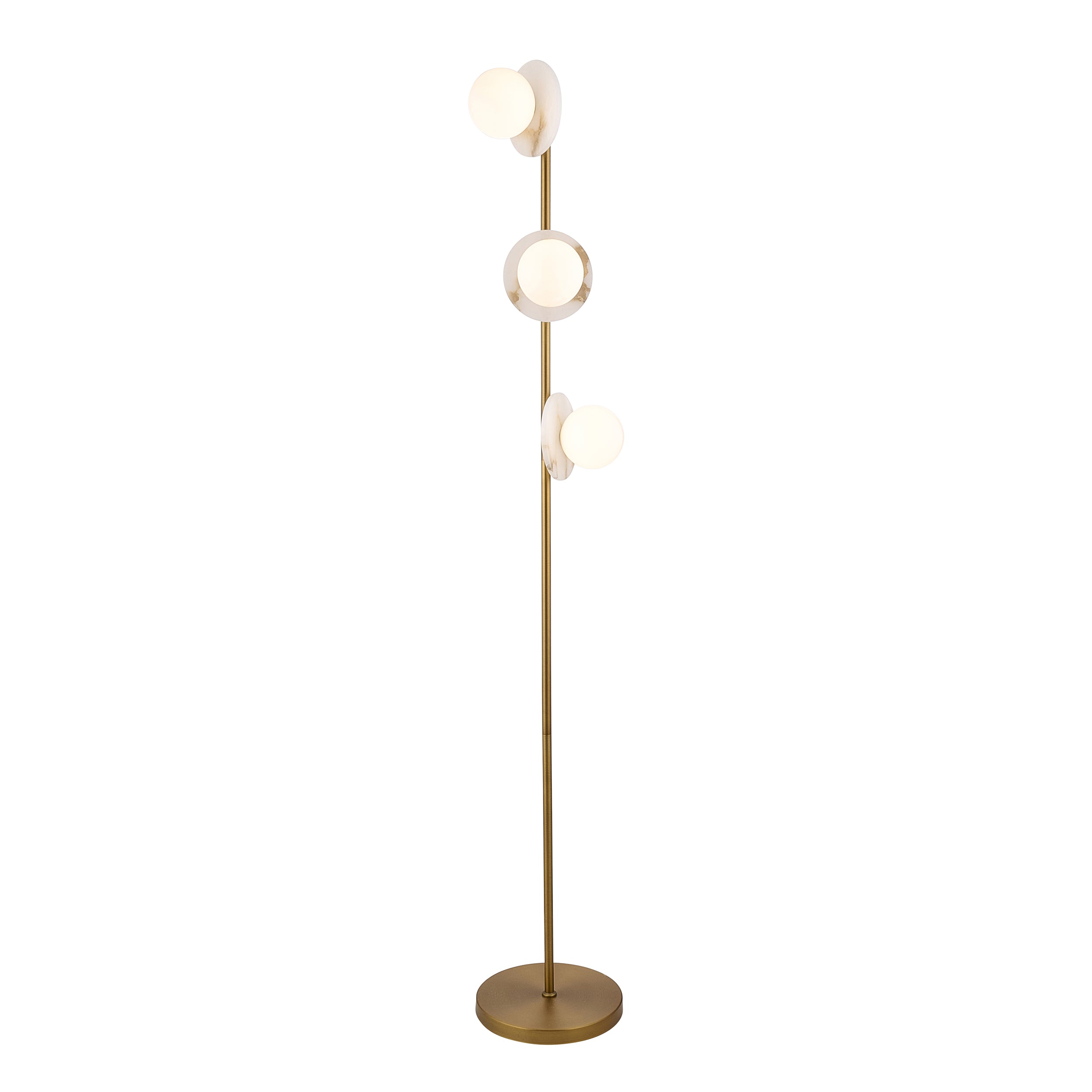 Cerchio 3 light Gold and Opal Shaded Floor Lamp