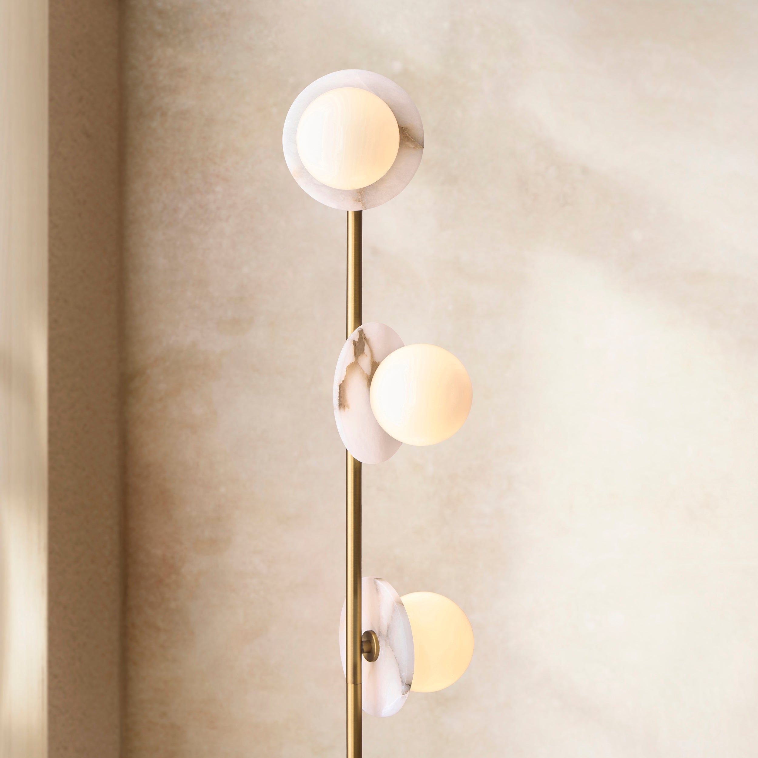 Cerchio 3 light Gold and Opal Shaded Floor Lamp