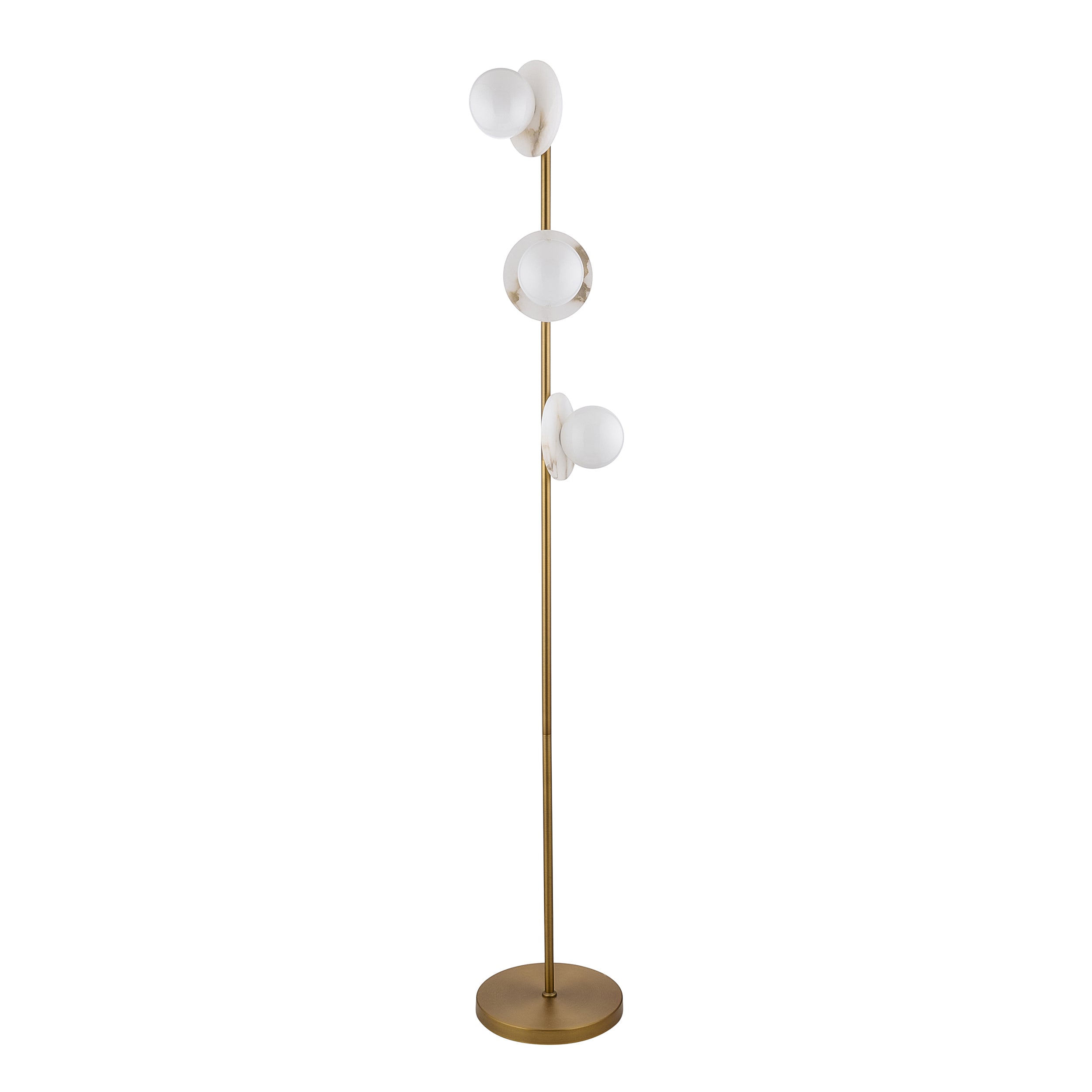 Cerchio 3 light Gold and Opal Shaded Floor Lamp