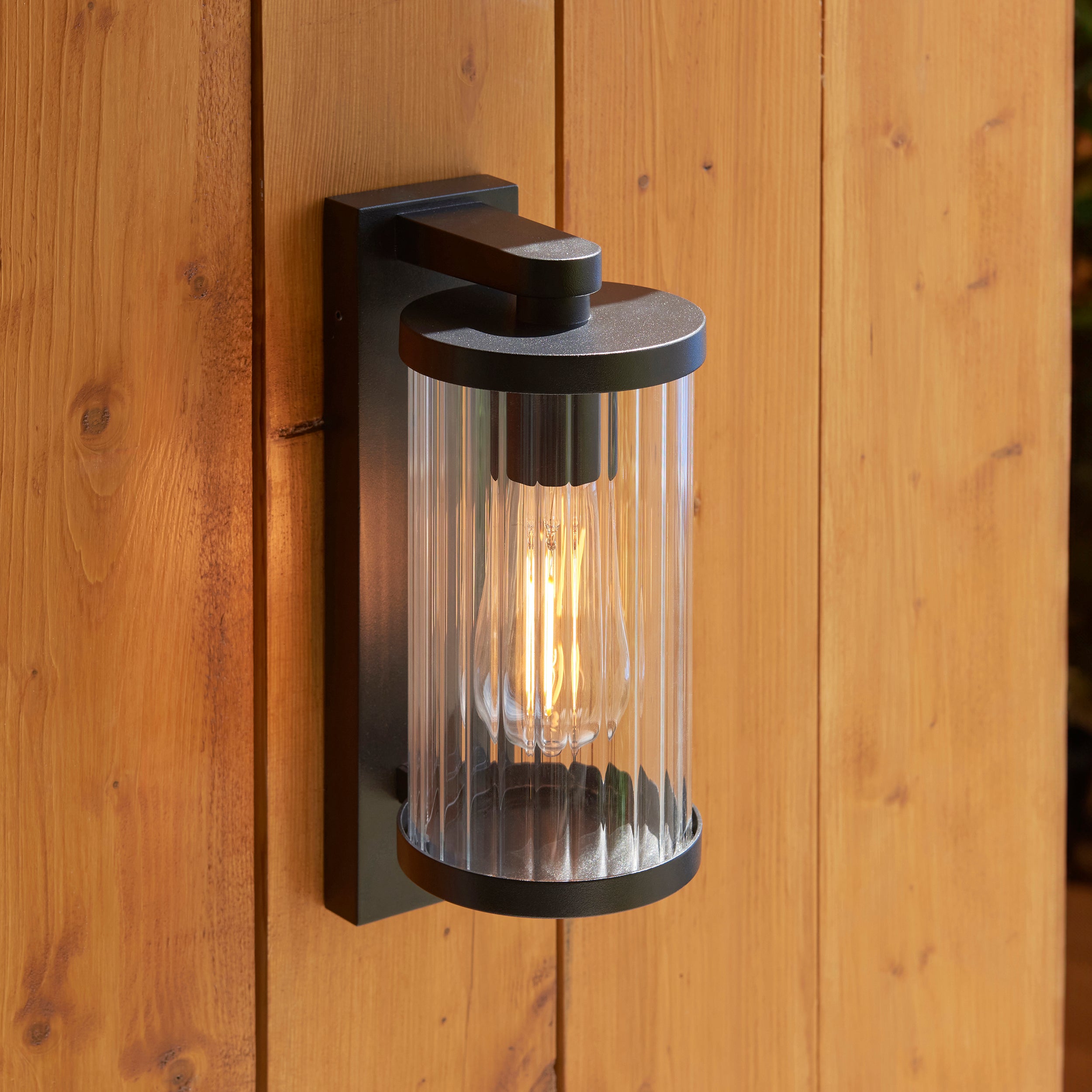 Newcombe Black PIR Outdoor Black Wall Light