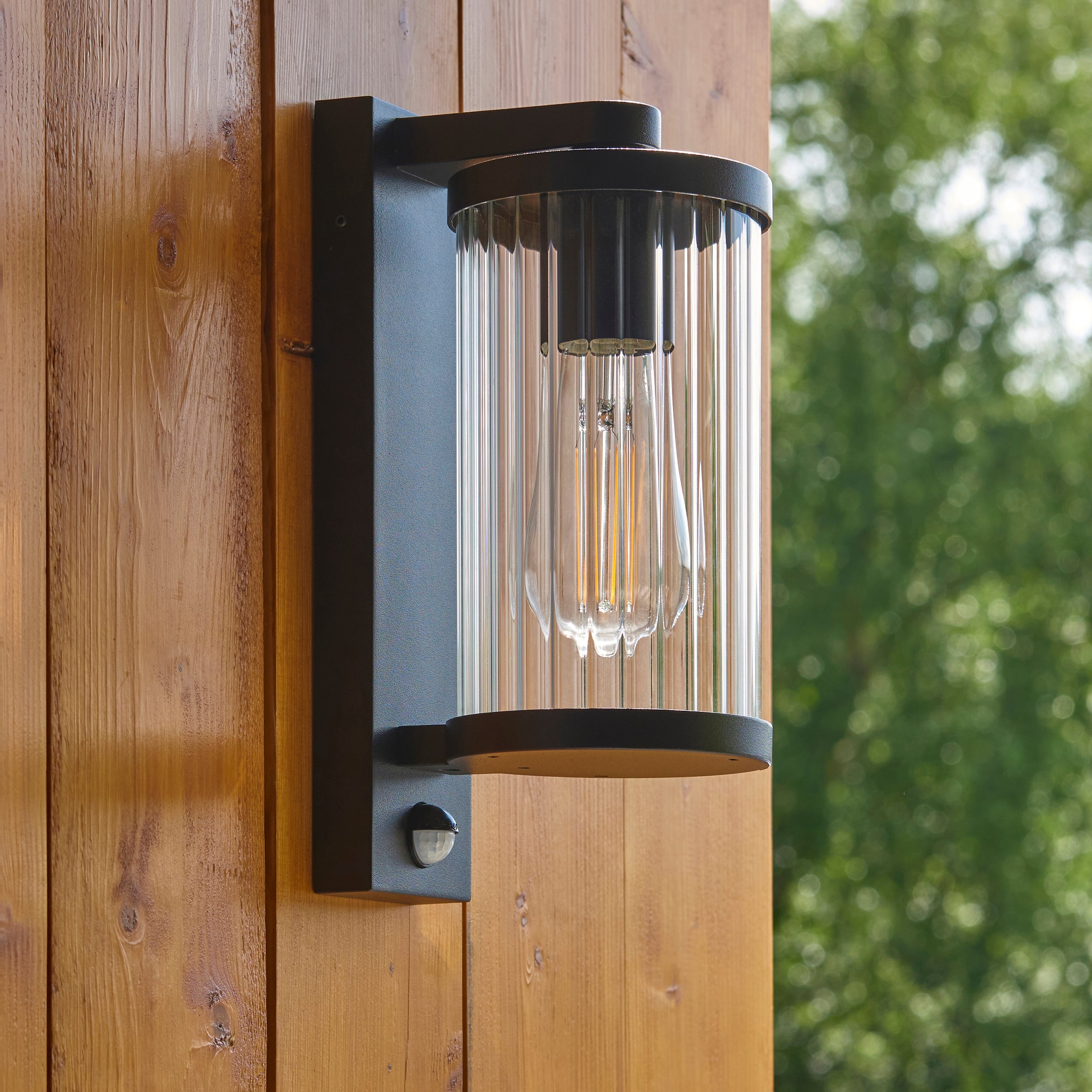 Newcombe Black PIR Outdoor Black Wall Light-OPEN-BOX-50-040626