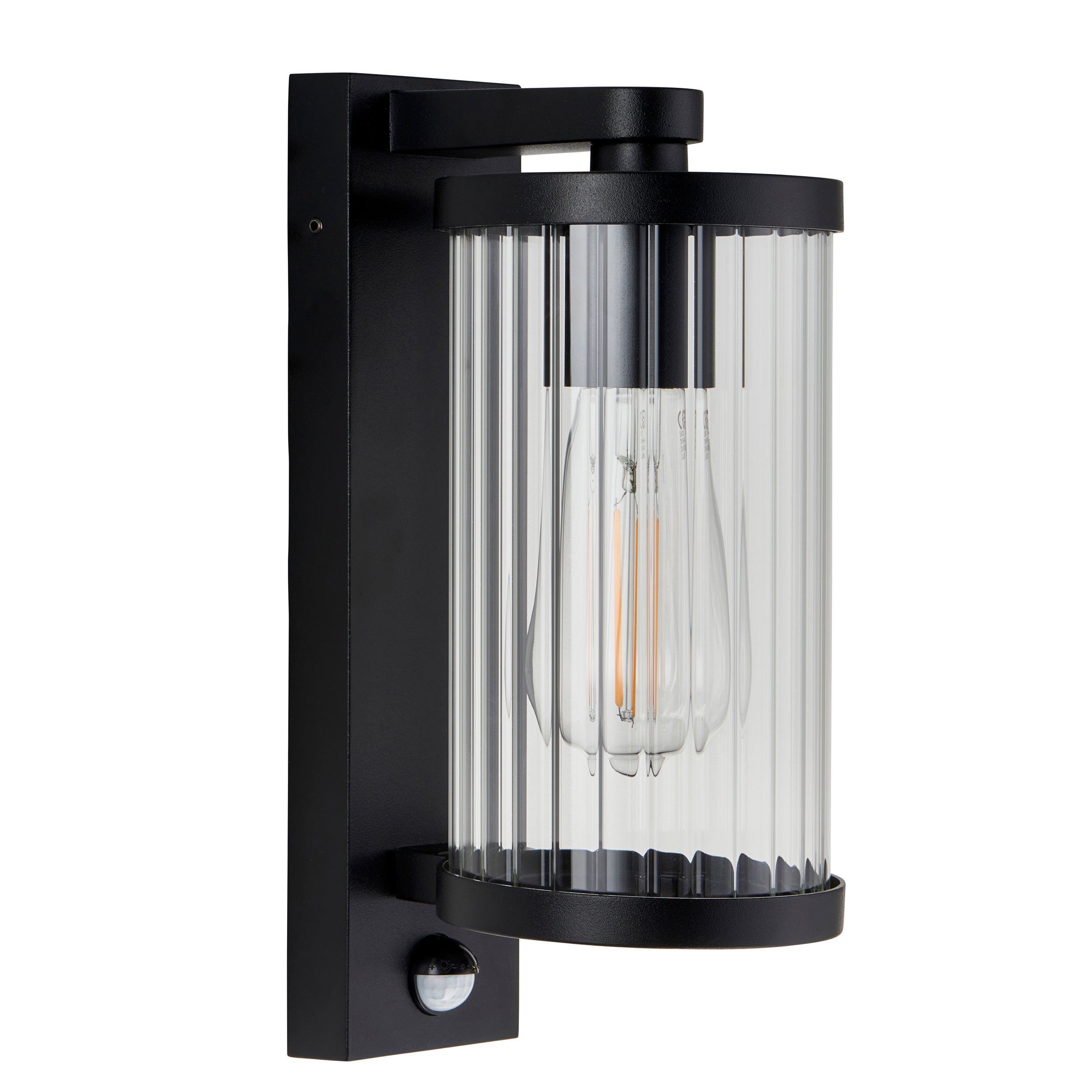 Newcombe Black PIR Outdoor Black Wall Light