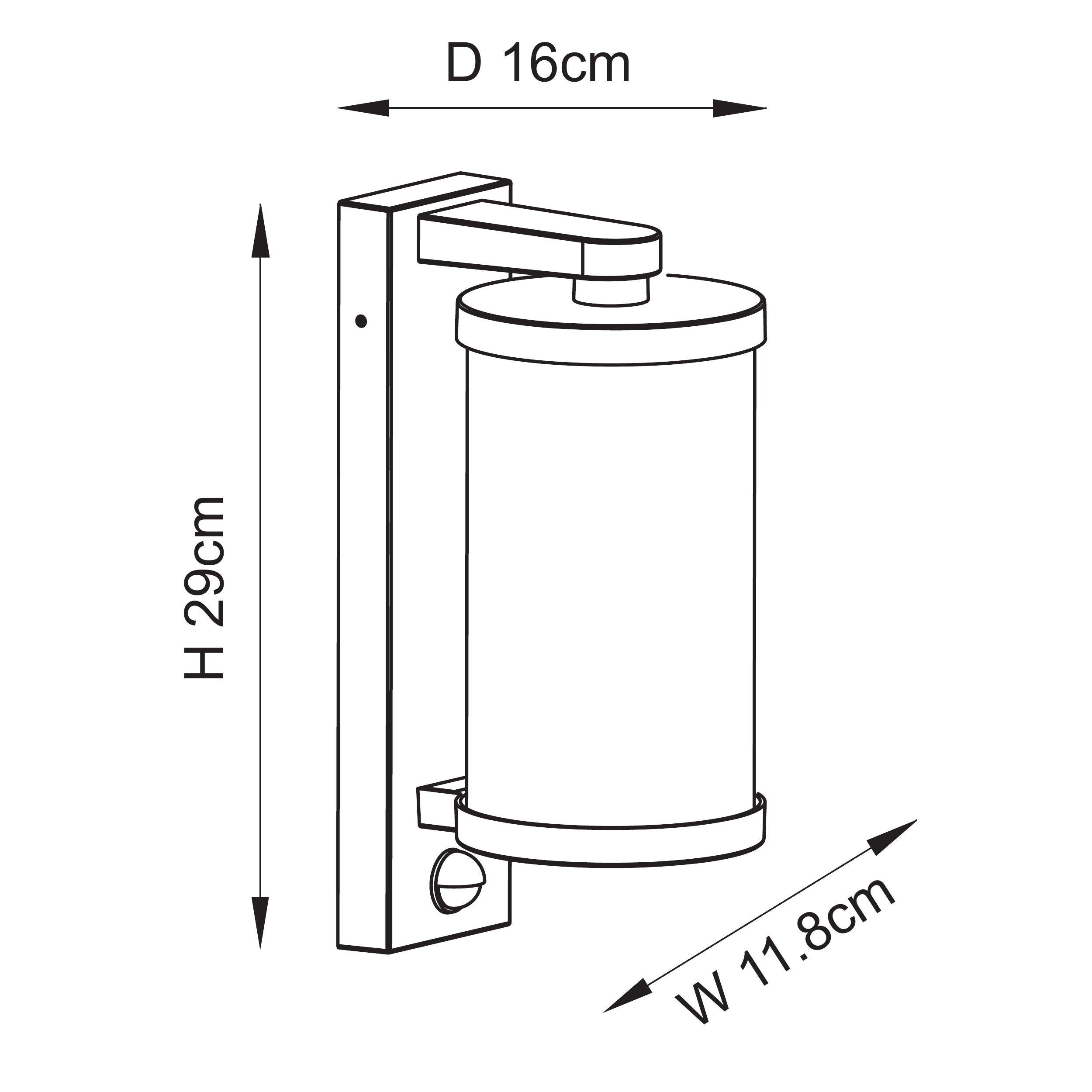 Newcombe Black PIR Outdoor Black Wall Light