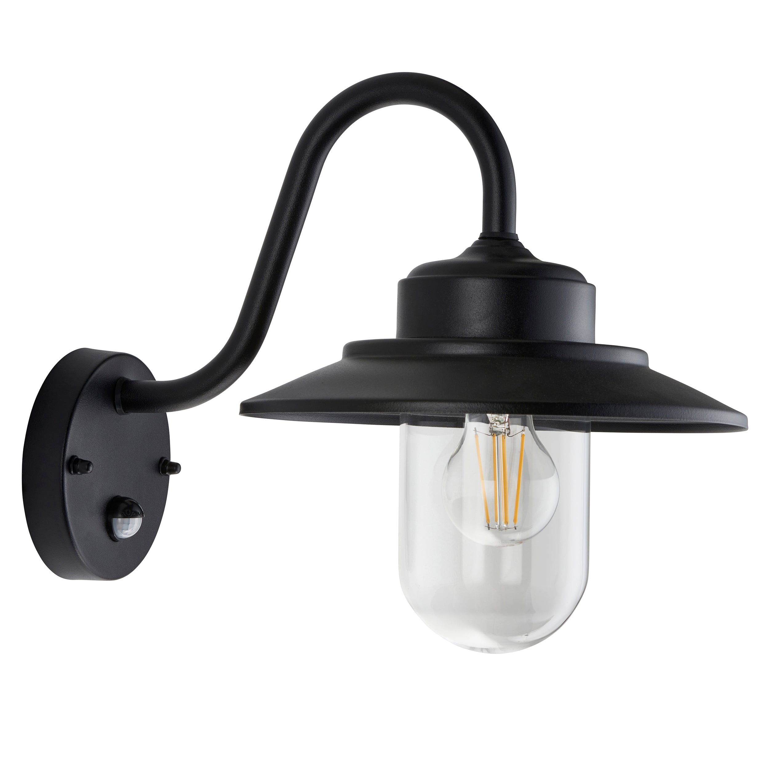 Thornton PIR Black Outdoor Wall Light - IP44-OPEN-BOX-50-290626