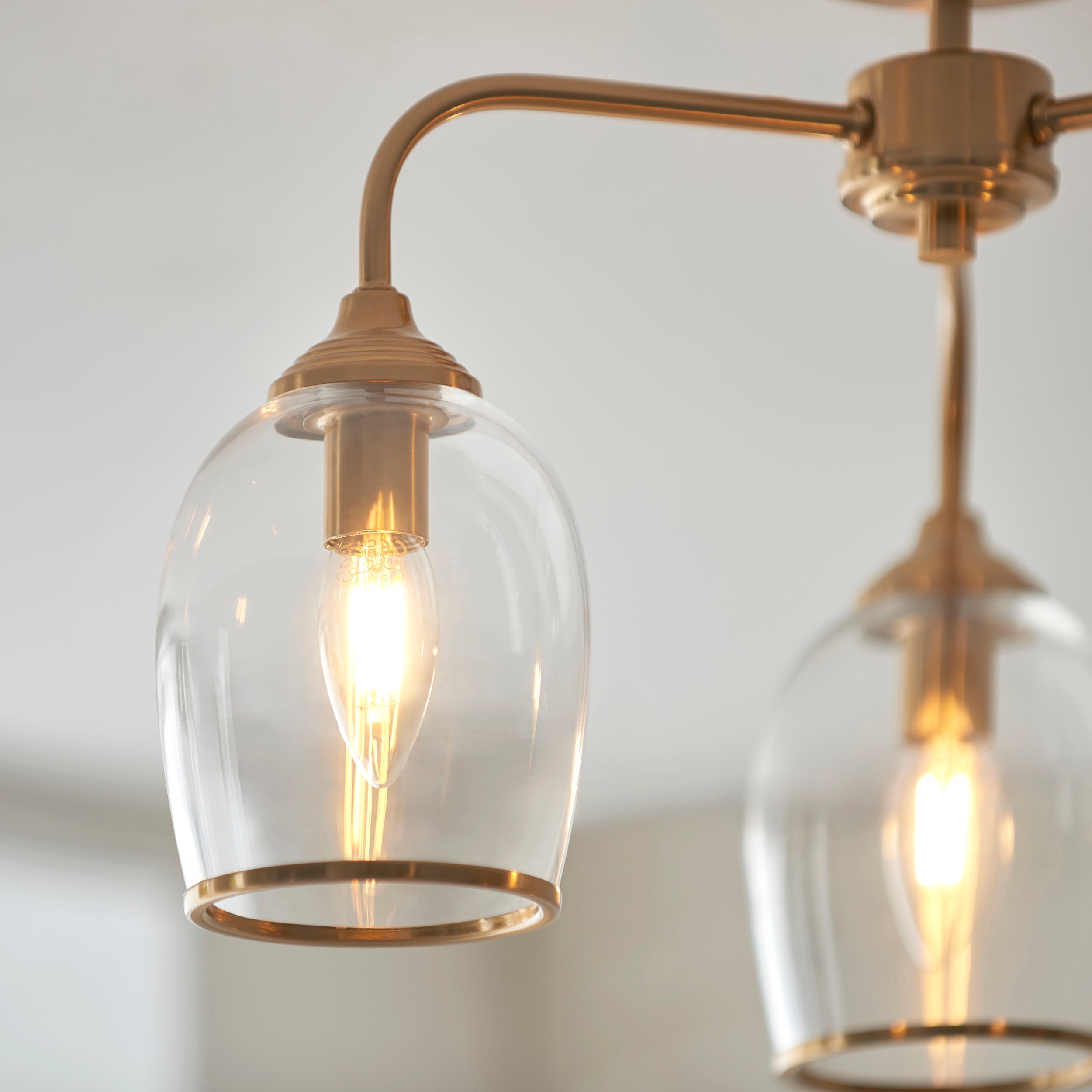 Ashcroft Brass 3 Light Brass Semi-Flush - Clear Glass Shades