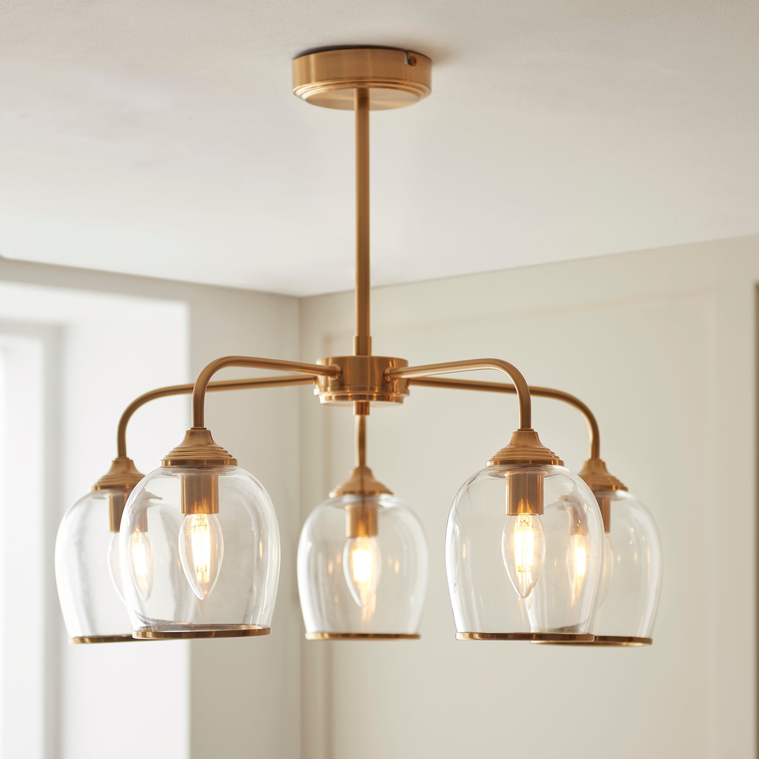 Ashcroft Brass 5 Light Brass Pendant - Clear Glass Shades