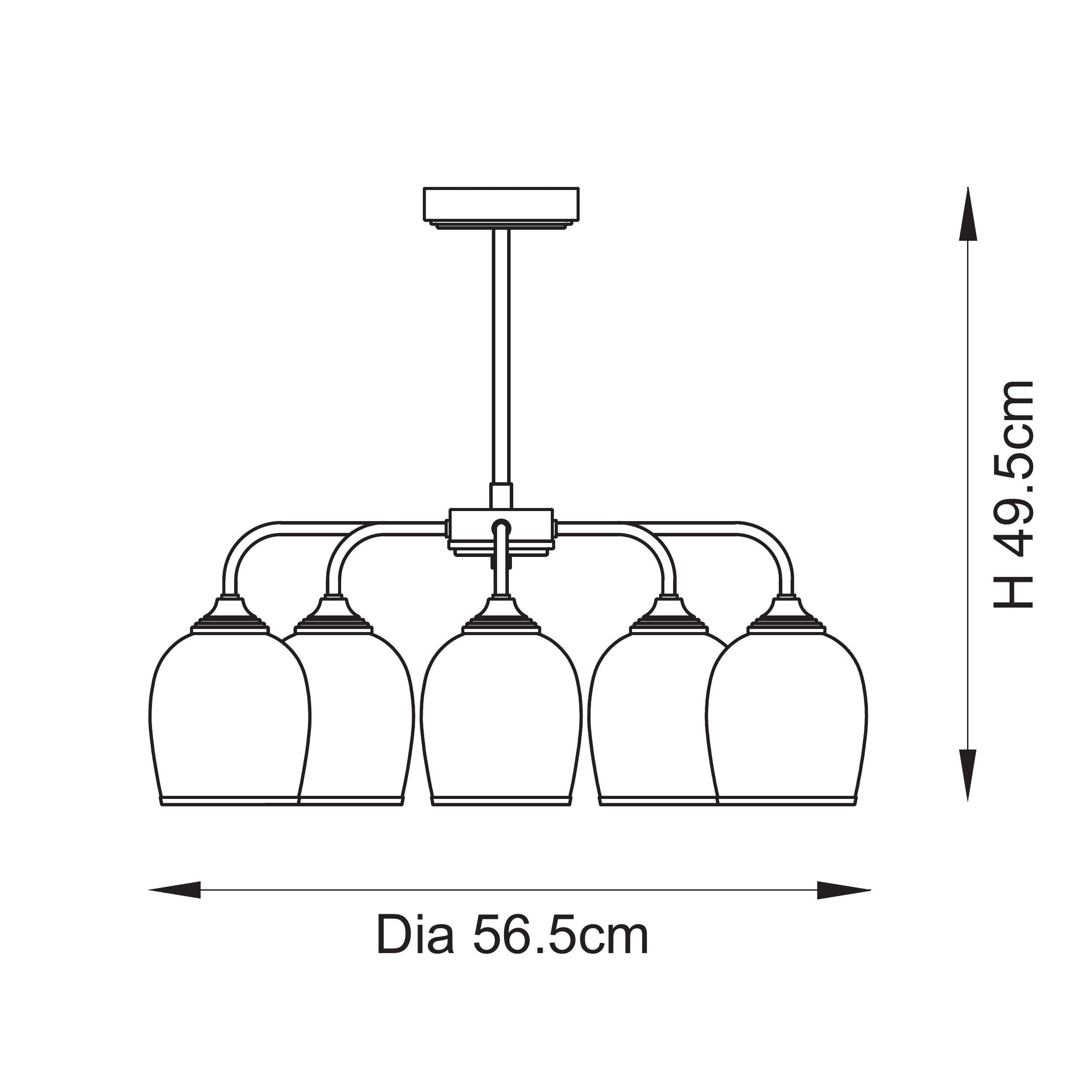 Ashcroft Brass 5 Light Brass Pendant - Clear Glass Shades