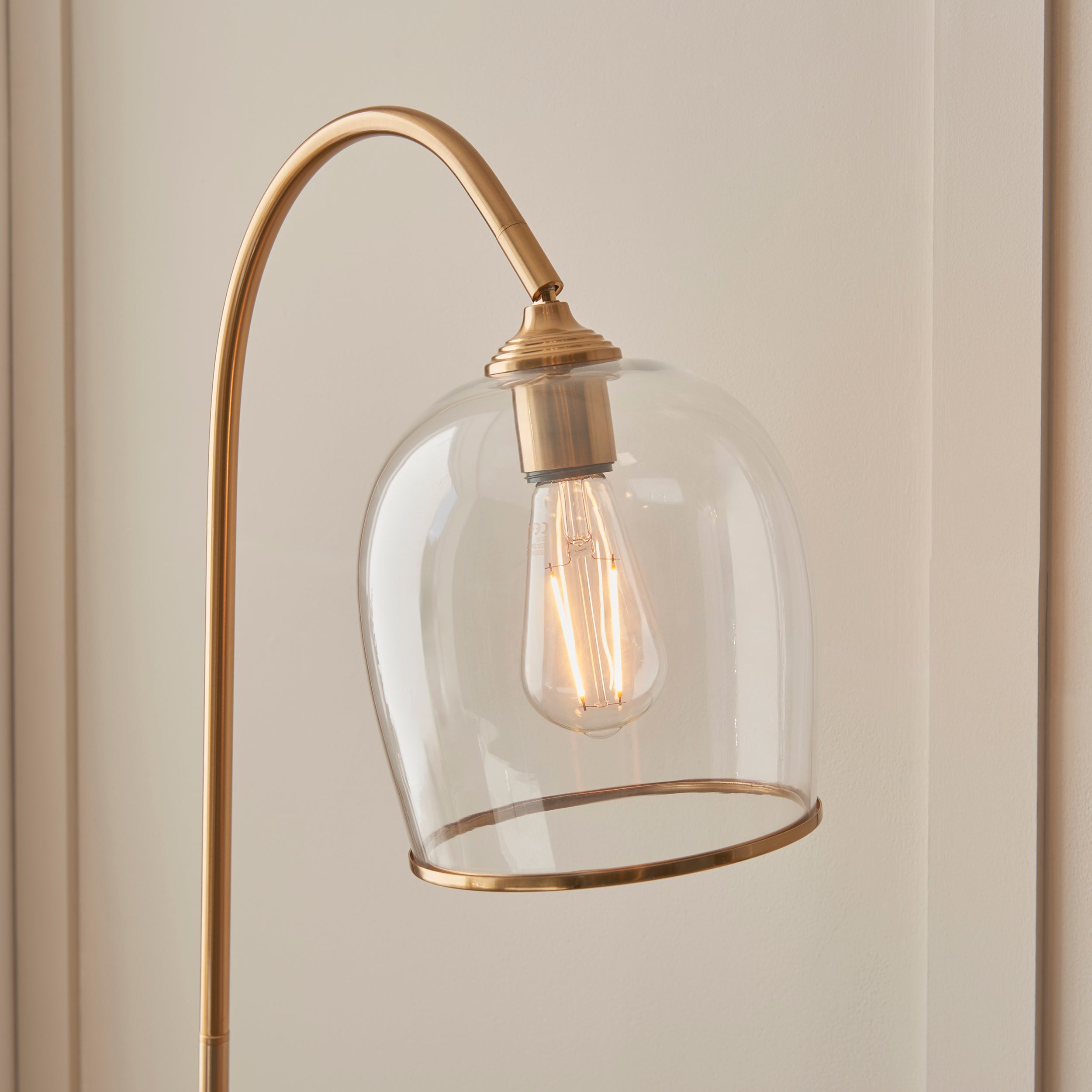 Ashcroft Brass Floor Lamp - Clear Glass Shade