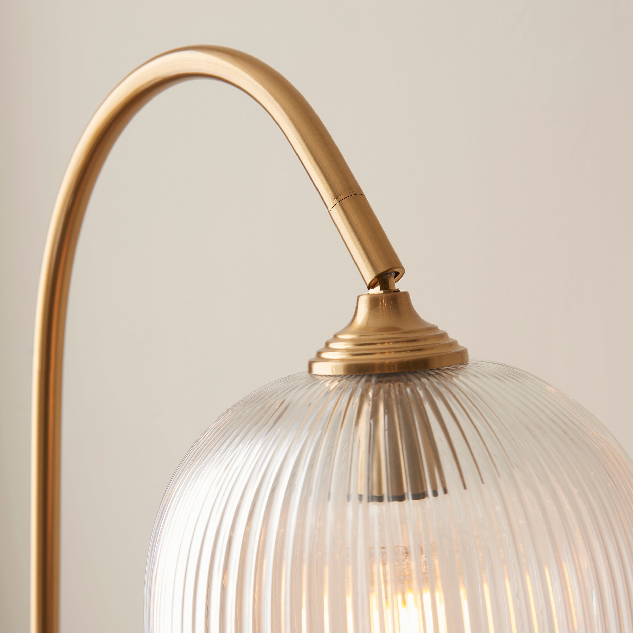 Ashcroft Ribbed Glass Shade & Brass Floor Lamp