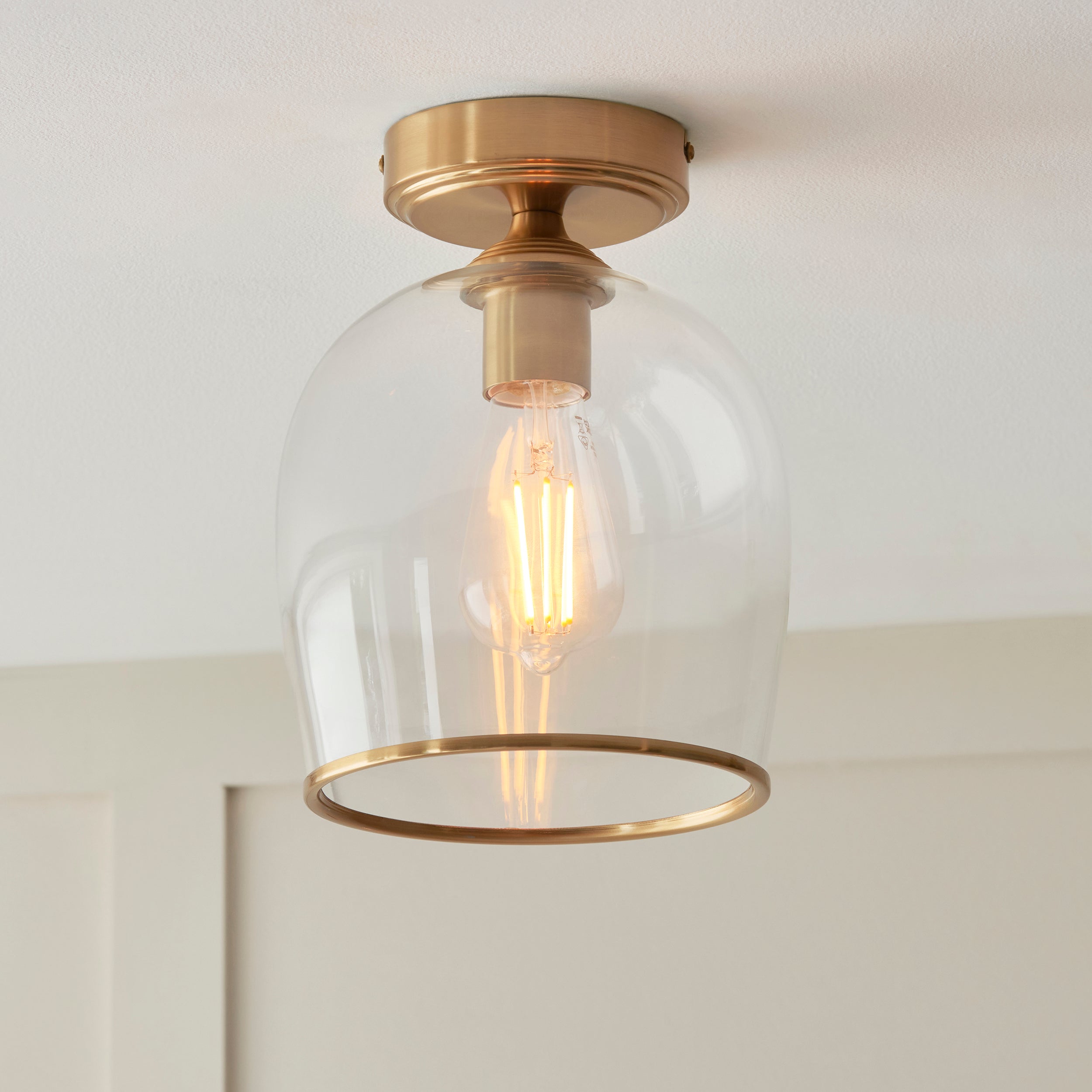 Ashcroft Brass Flush - Clear Glass Shade
