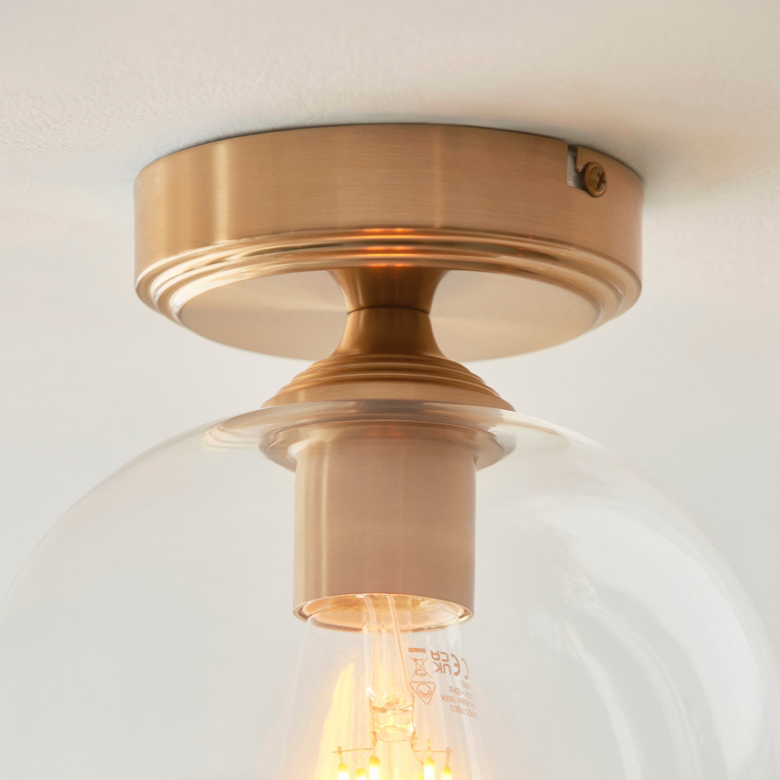Ashcroft Brass Flush - Clear Glass Shade