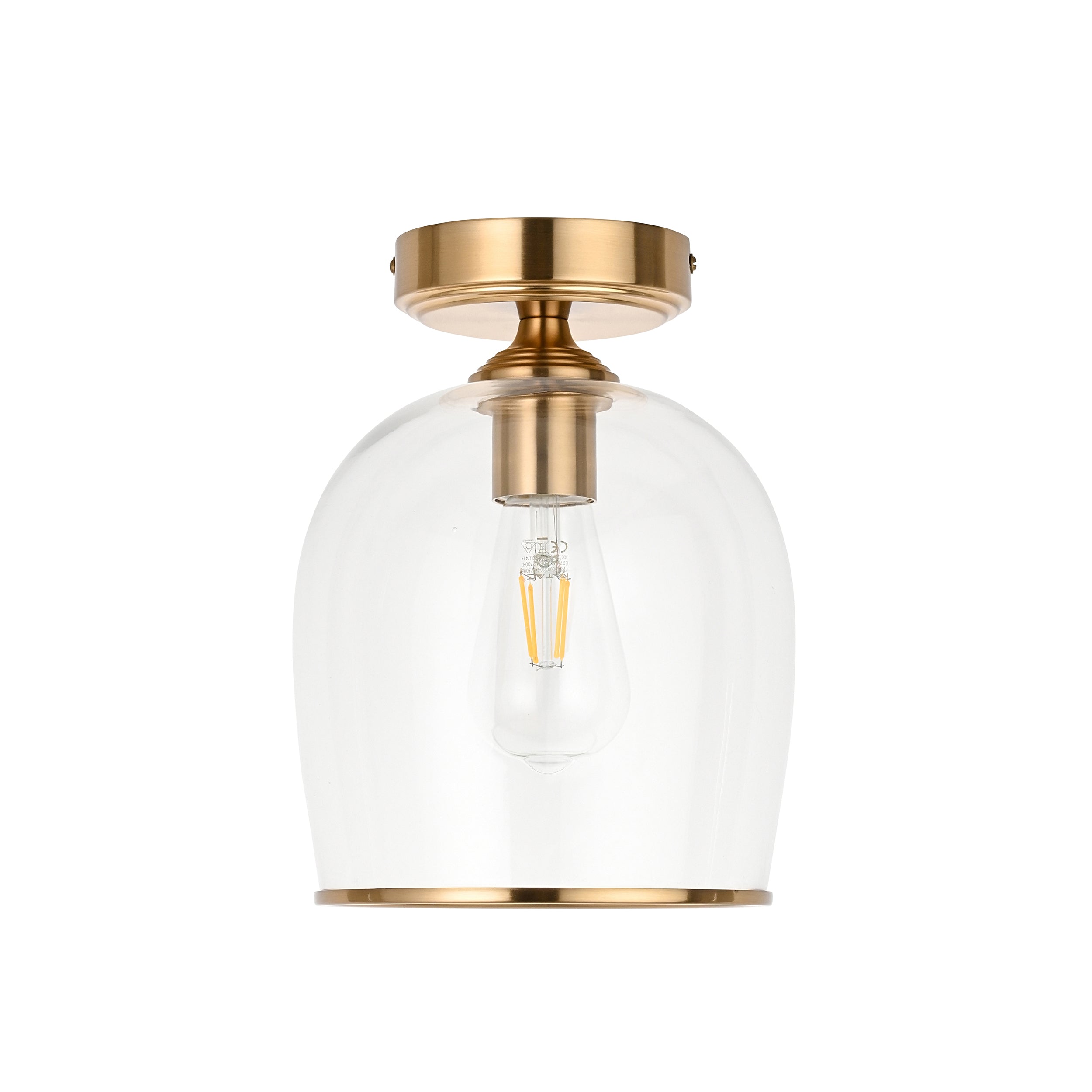 Ashcroft Brass Flush - Clear Glass Shade