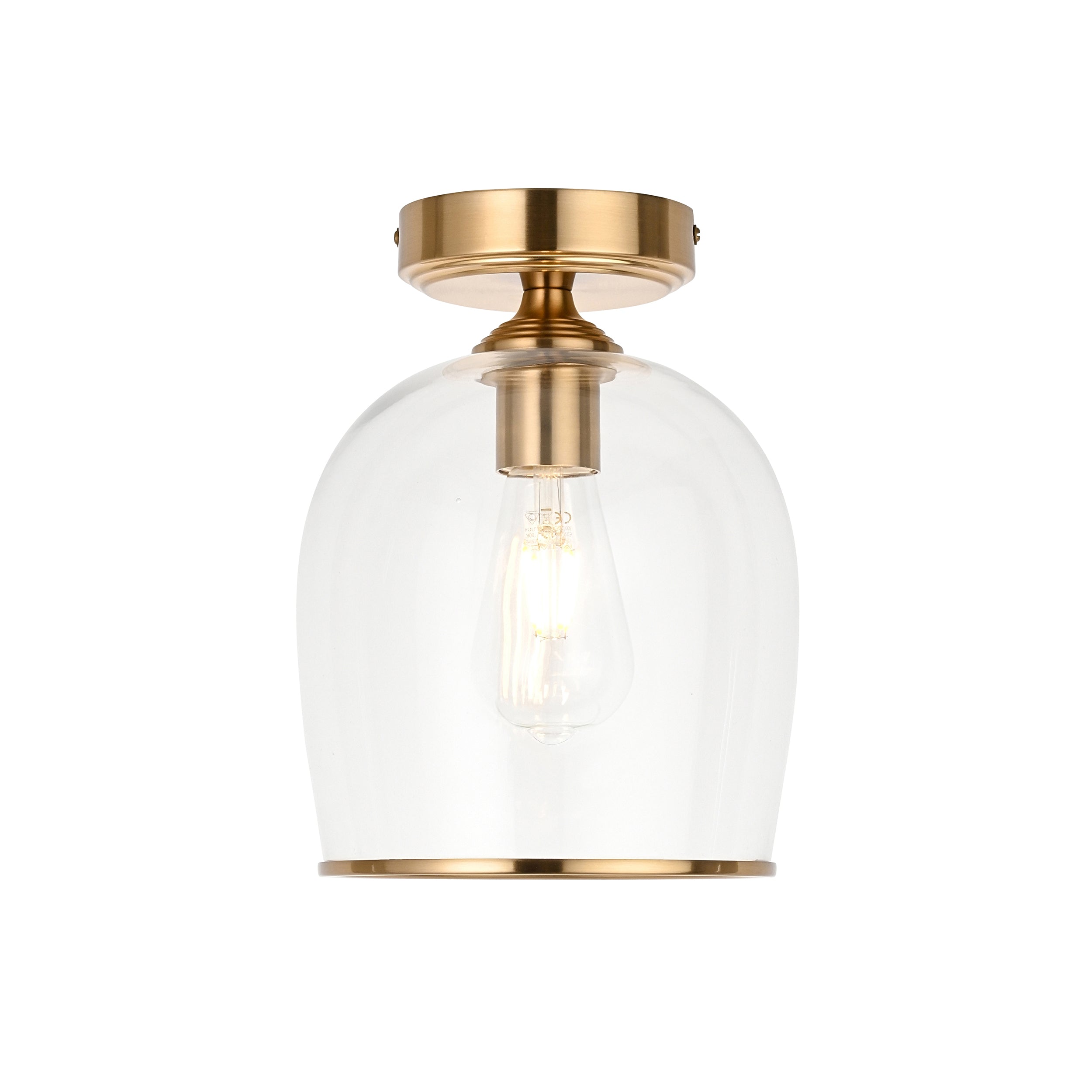 Ashcroft Brass Flush - Clear Glass Shade