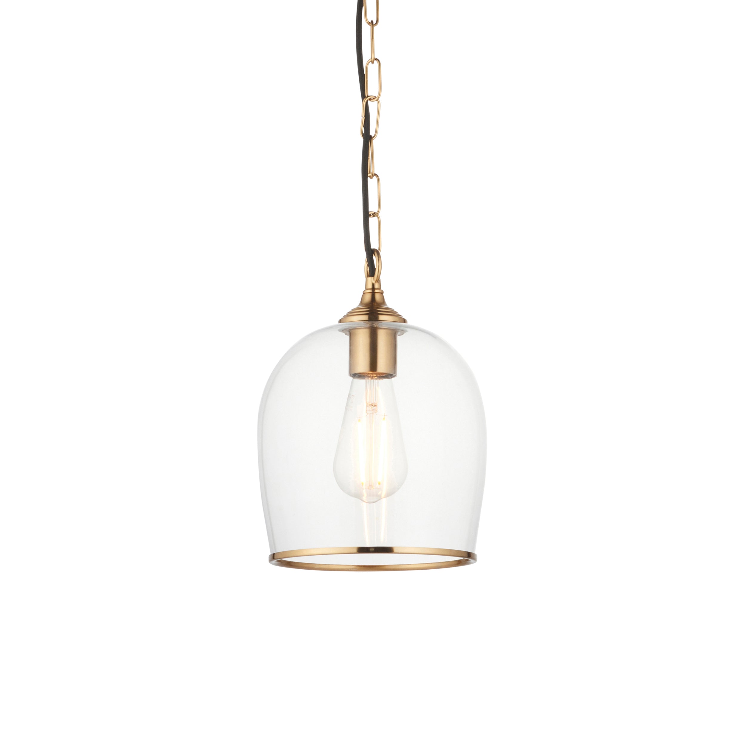 Ashcroft Brass Ceiling Pendant With Clear Glass Shade 120624 by Endon Lighting