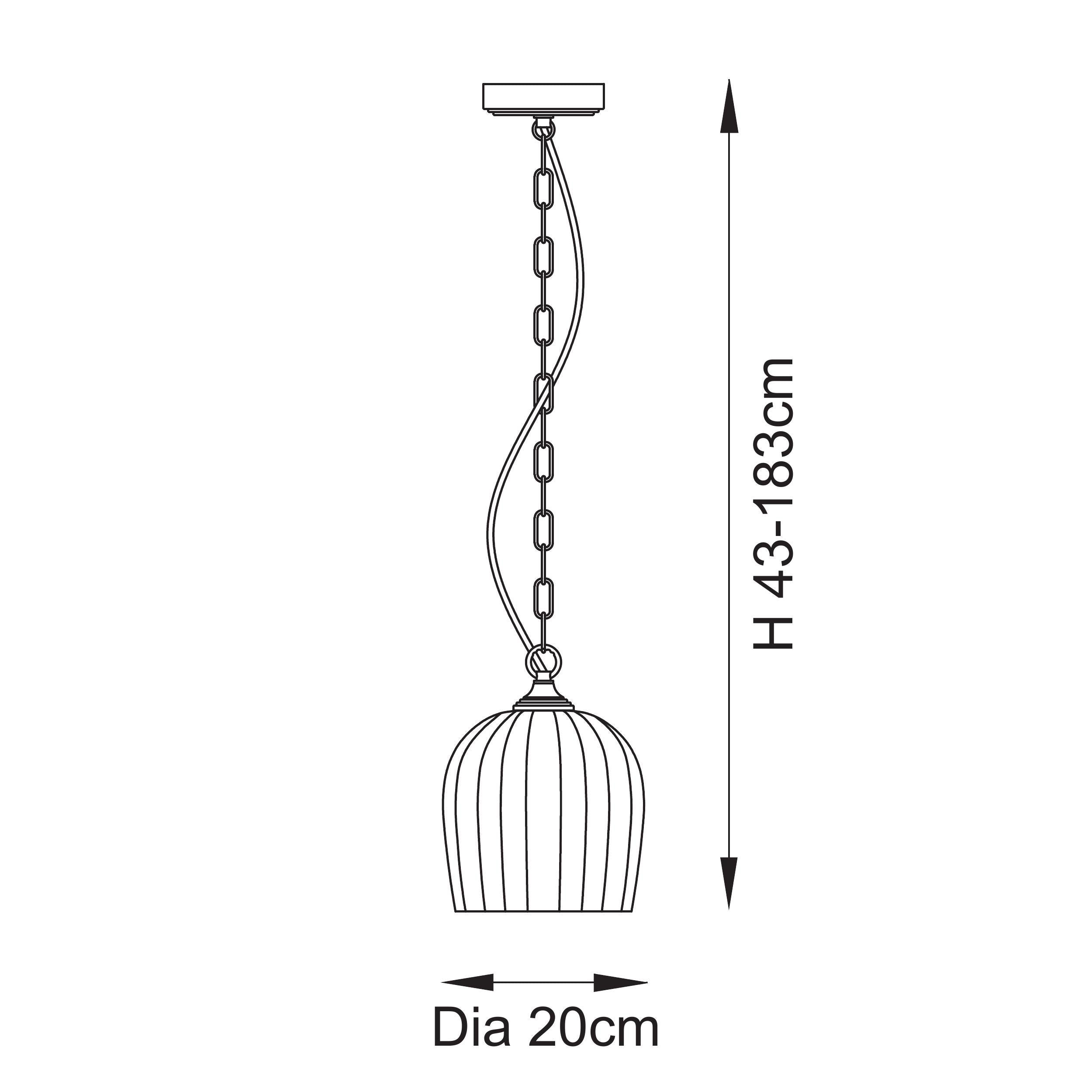 Ashcroft Ribbed Glass Shade Brass Pendant